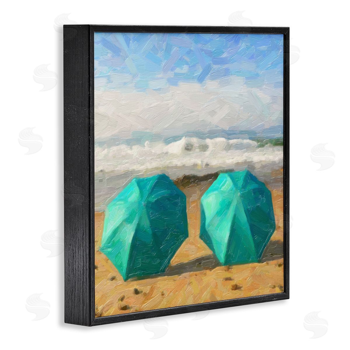 Graffitee Studios Beach Umbrellas Duo Black Framed Glicee Wall Art Print
