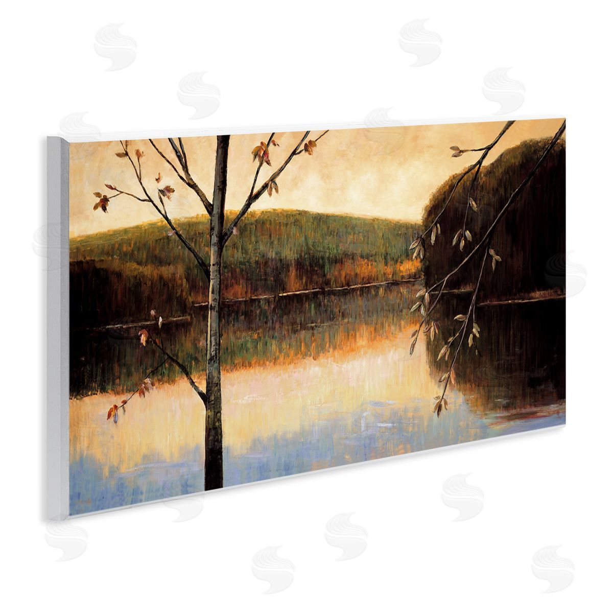 Justin Adams Autumn Trees by Lake Wooden Wall Plaque Art Print