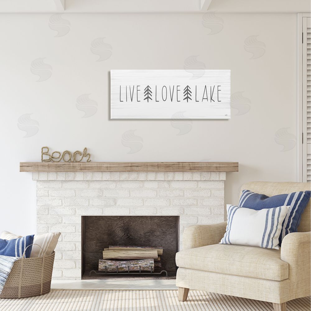 Lux + Me Designs Live Love Lake Phrase Canvas Wall Art in Room