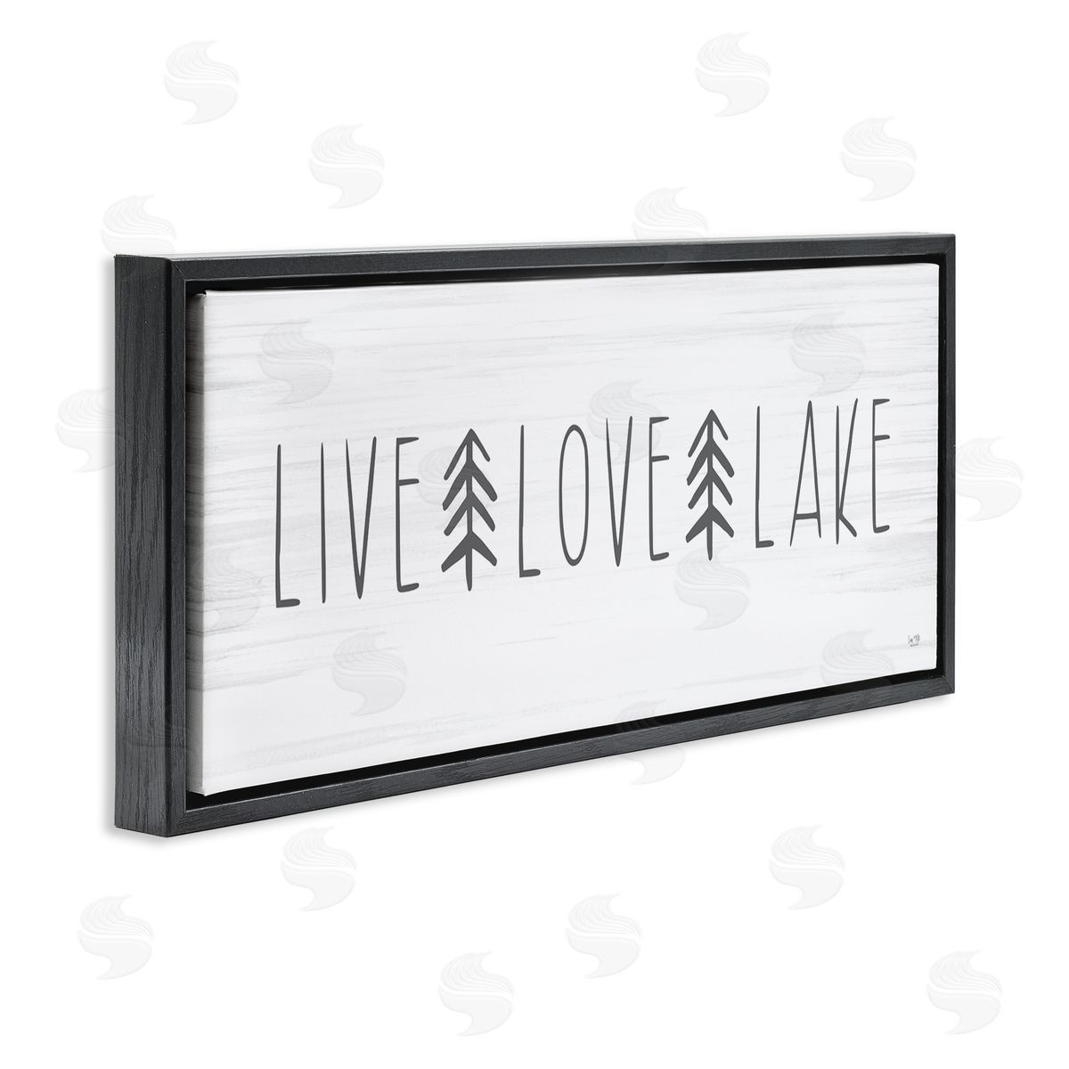 Lux + Me Designs Live Love Lake Phrase Black Floating Frame Canvas Wall Art Print