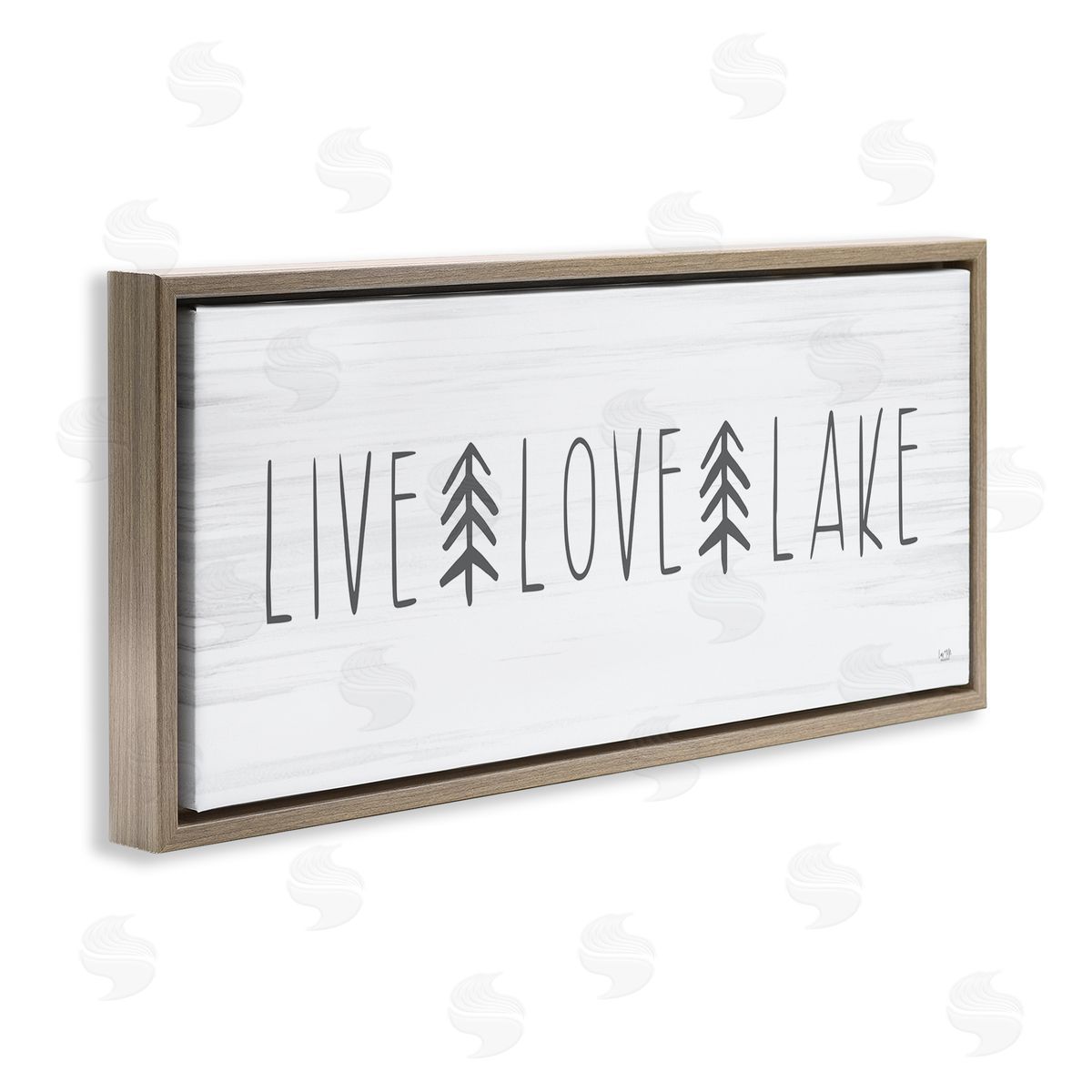 Lux + Me Designs Live Love Lake Phrase Brown Floating Frame Canvas Wall Art Print