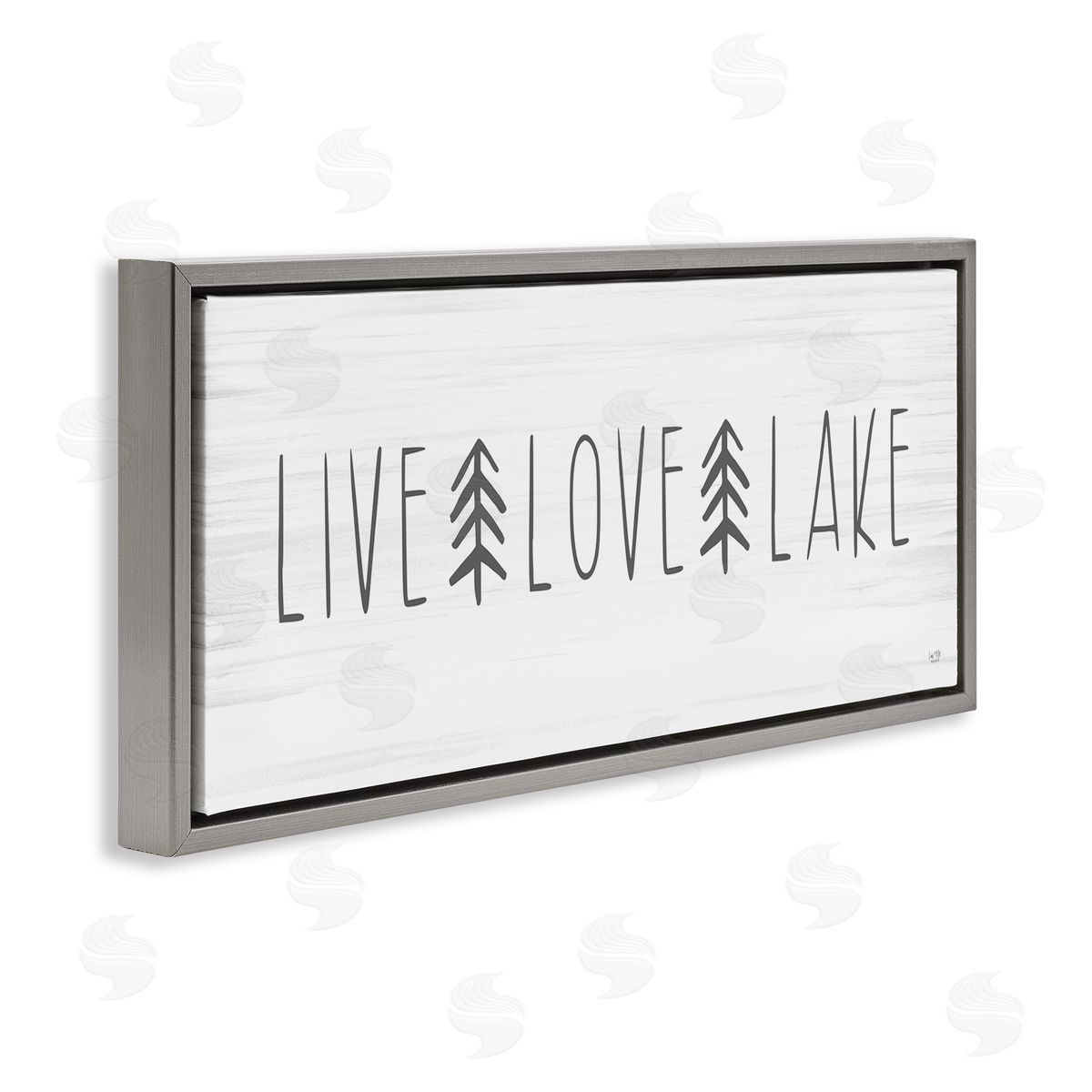 Lux + Me Designs Live Love Lake Phrase Gray Floating Frame Canvas Wall Art Print