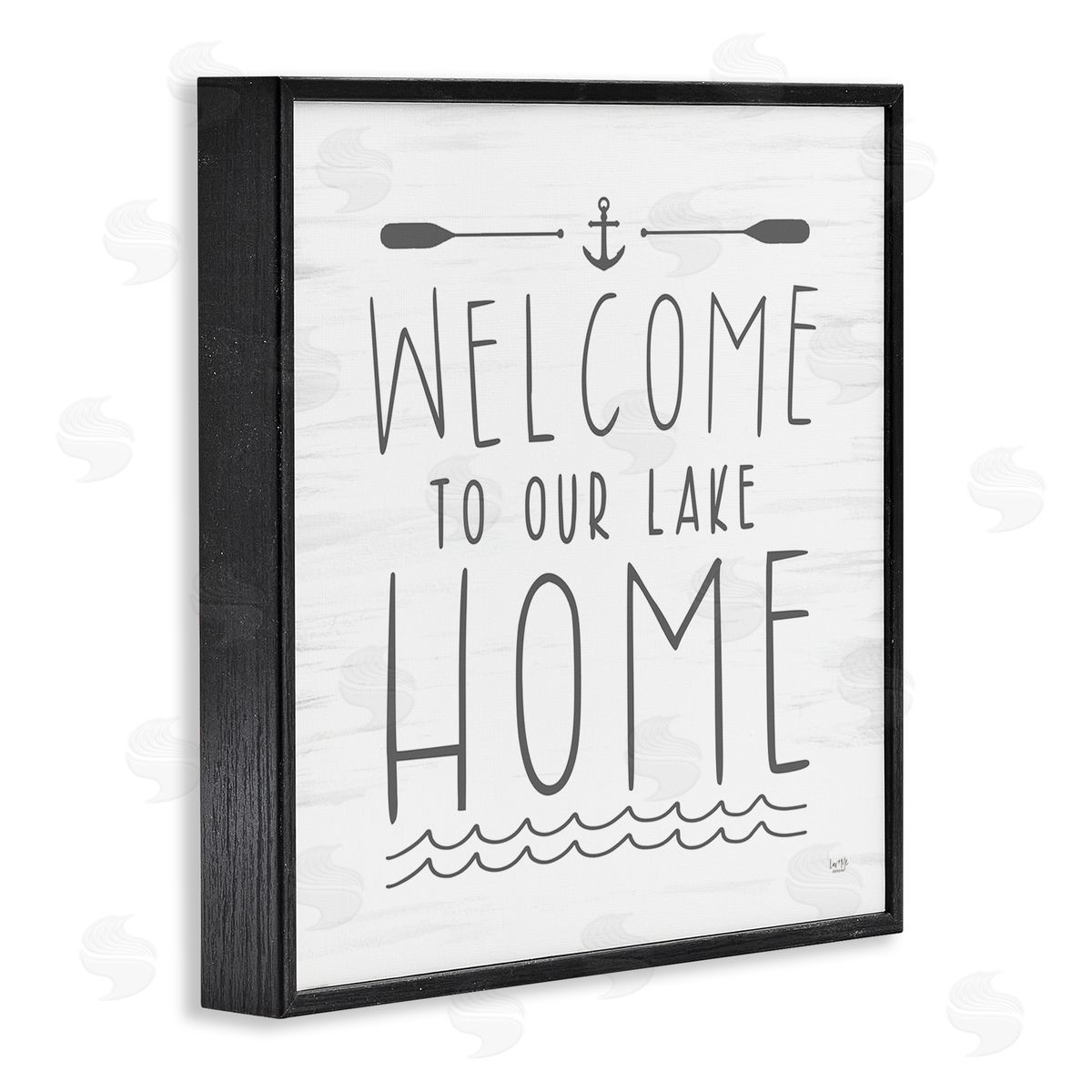 Lux + Me Designs Lake House Welcome Phrase Black Framed Glicee Wall Art Print