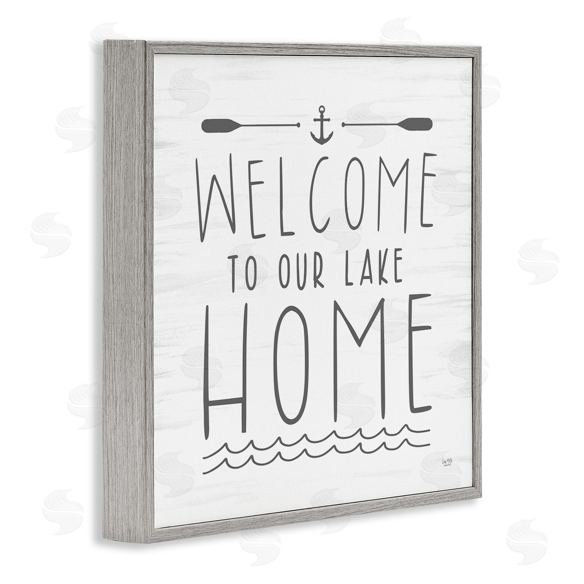 Lux + Me Designs Lake House Welcome Phrase Gray Framed Glicee Wall Art Print