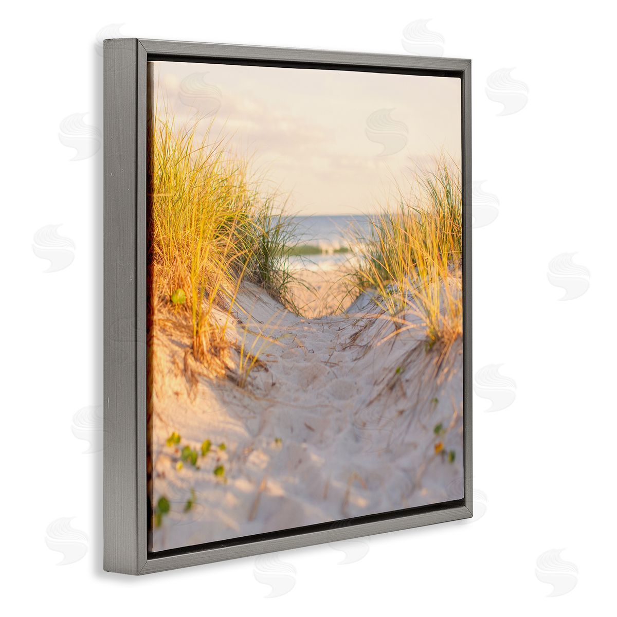 Michael Quackenbush Beach Sand Dunes Path Gray Floating Frame Canvas Wall Art Print