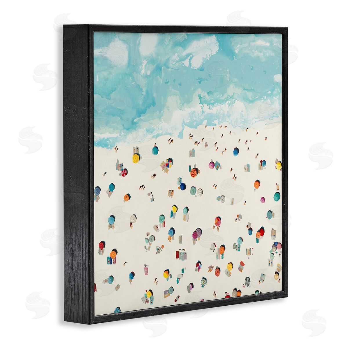 Abstract People on Beach Black Frame Print Wall Art, Home Decor by Randy Hibberd