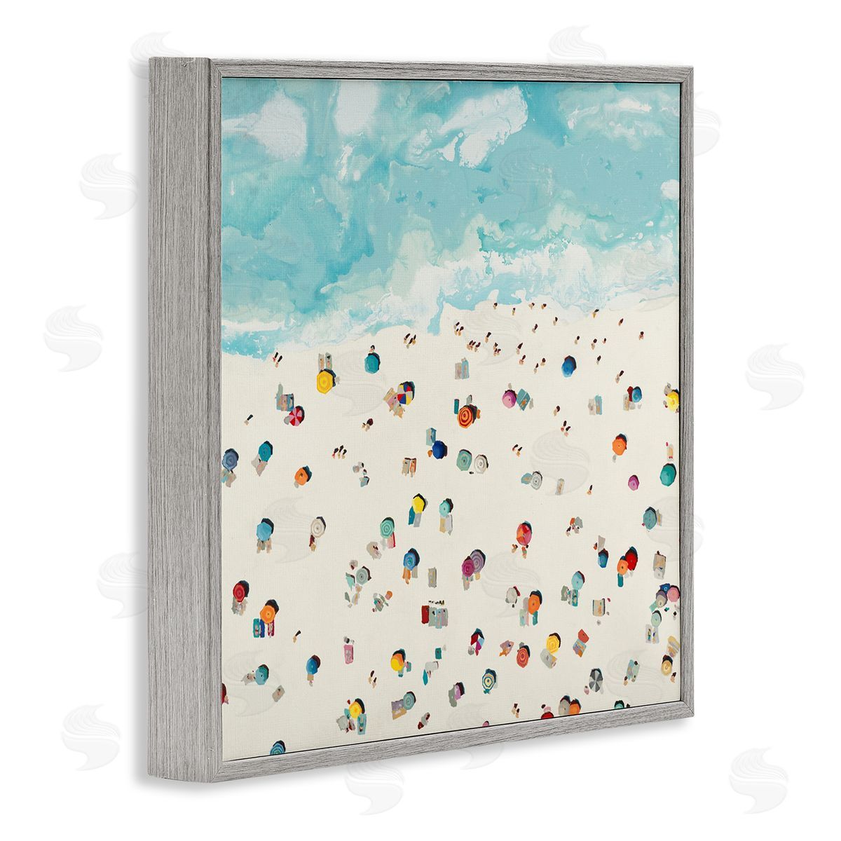 Abstract People on Beach Grey Frame Print Wall Art, Home Decor by Randy Hibberd