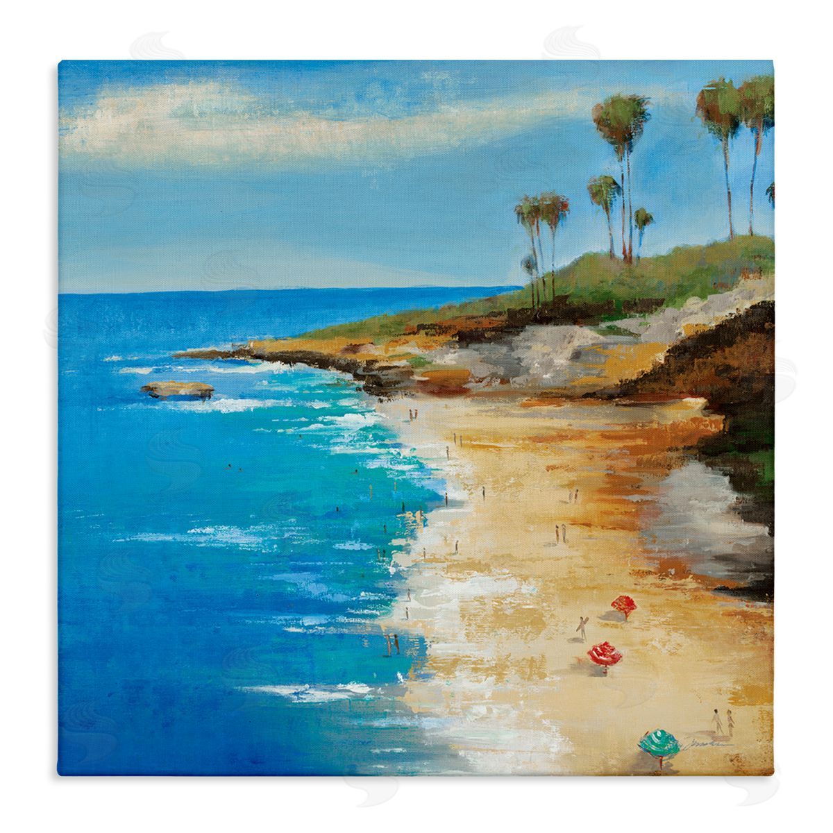 Liz Jardine Beach Landscape Cove Stretched Canvas Wall Art Print