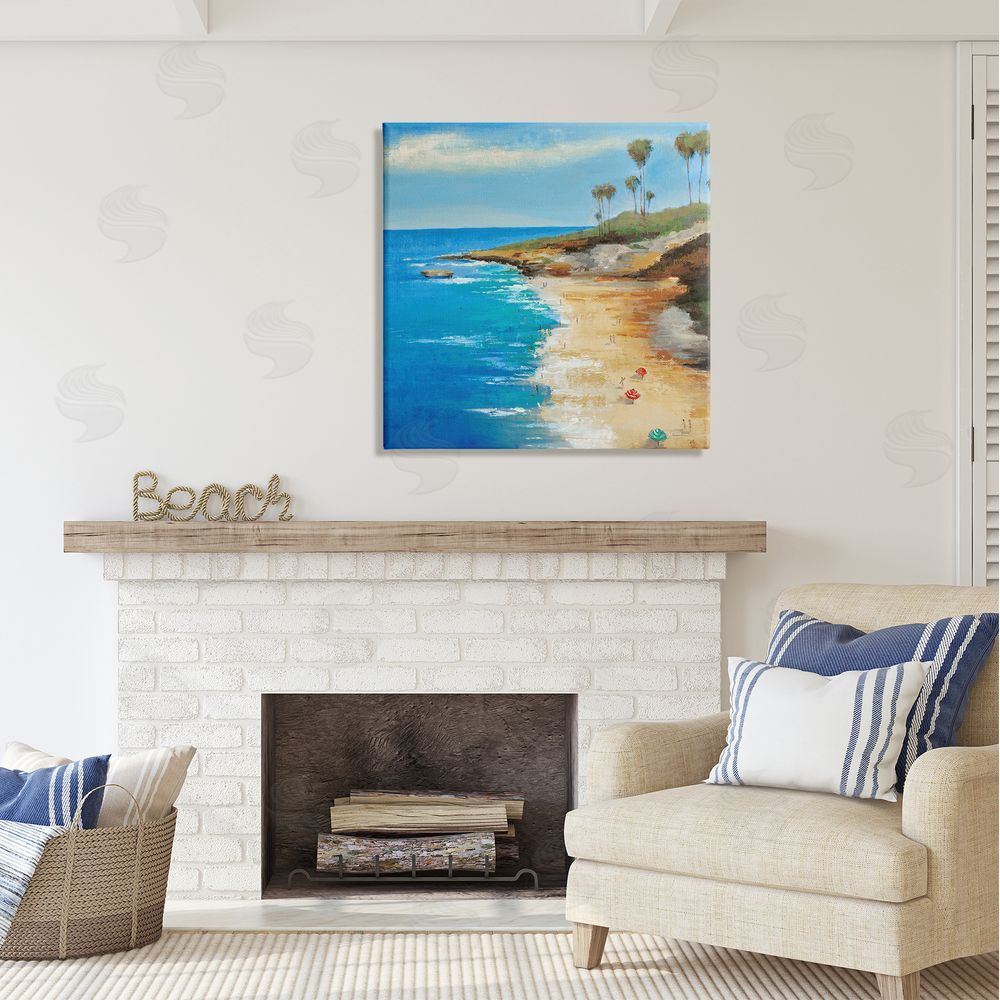 Liz Jardine Beach Landscape Cove Canvas Wall Art in Room