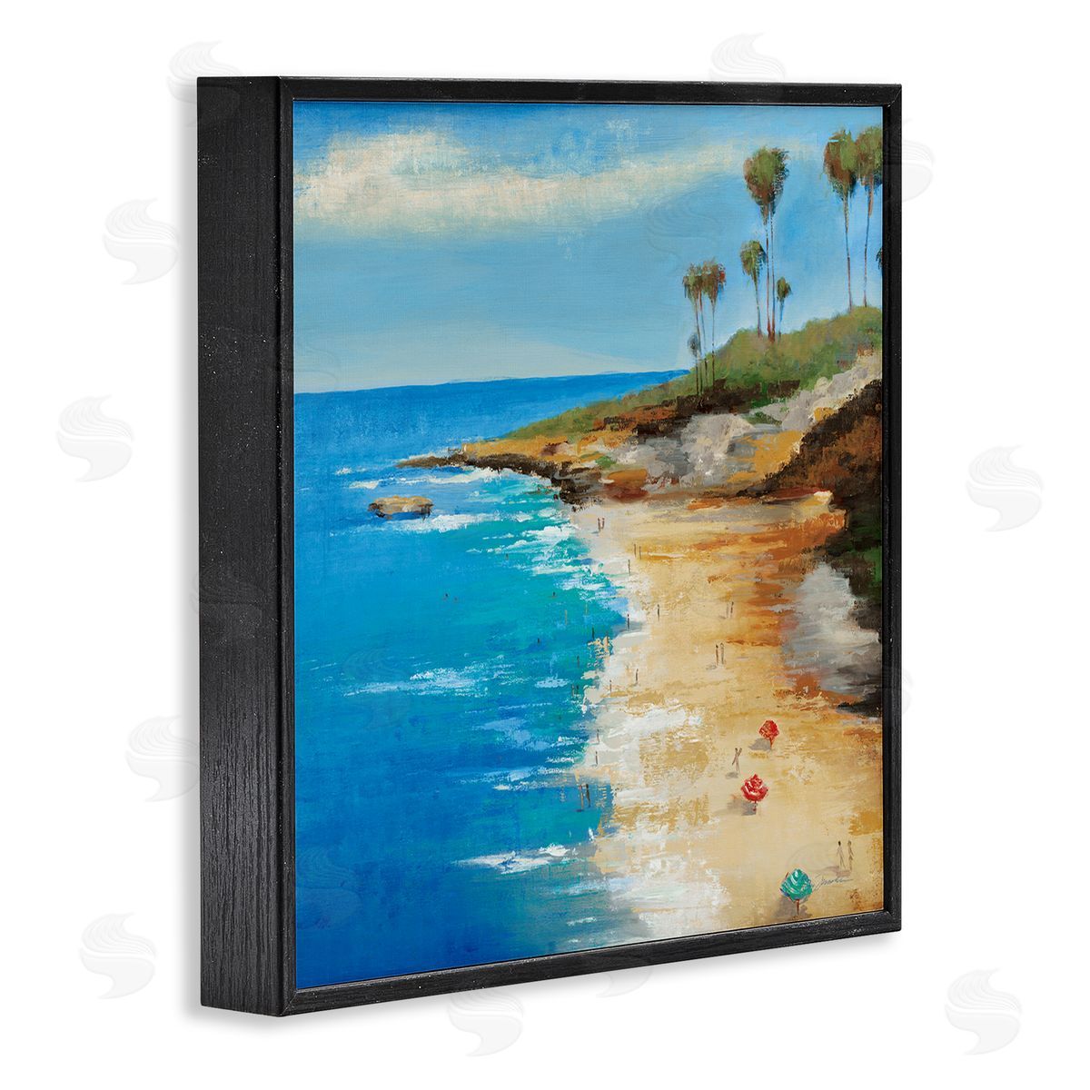Liz Jardine Beach Landscape Cove Black Framed Glicee Wall Art Print