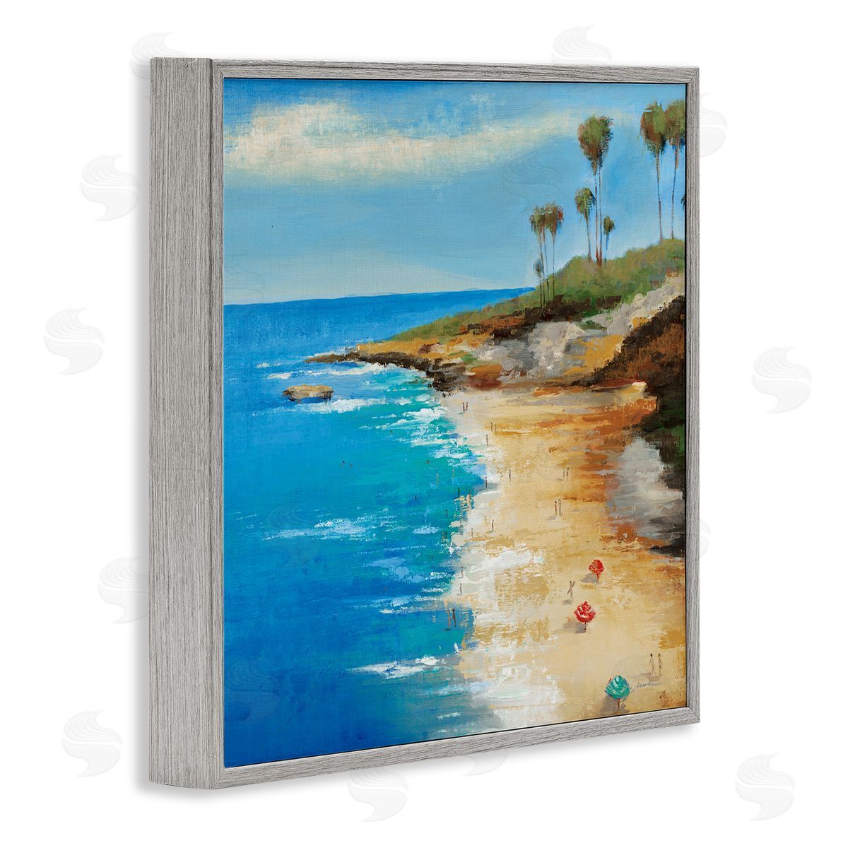 Liz Jardine Beach Landscape Cove Gray Framed Glicee Wall Art Print