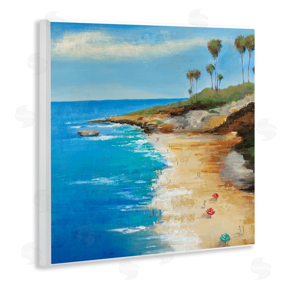 Liz Jardine Beach Landscape Cove Wooden Wall Plaque Art Print