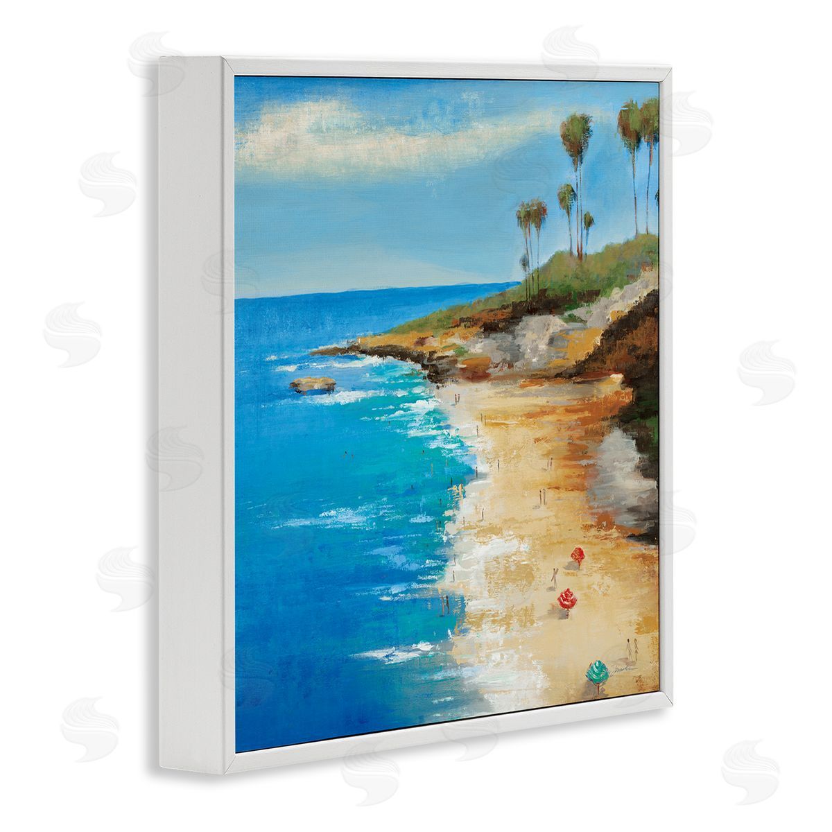Liz Jardine Beach Landscape Cove White Framed Glicee Wall Art Print