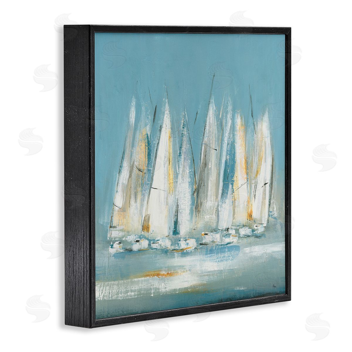 Lisa Ridgers Abstract Sailboat Fleet Black Framed Glicee Wall Art Print