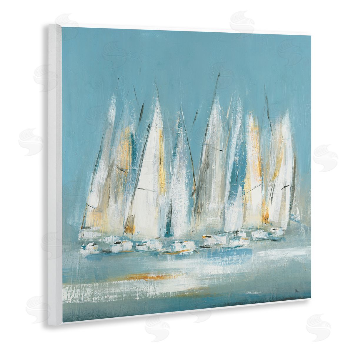 Lisa Ridgers Abstract Sailboat Fleet Wooden Wall Plaque Art Print