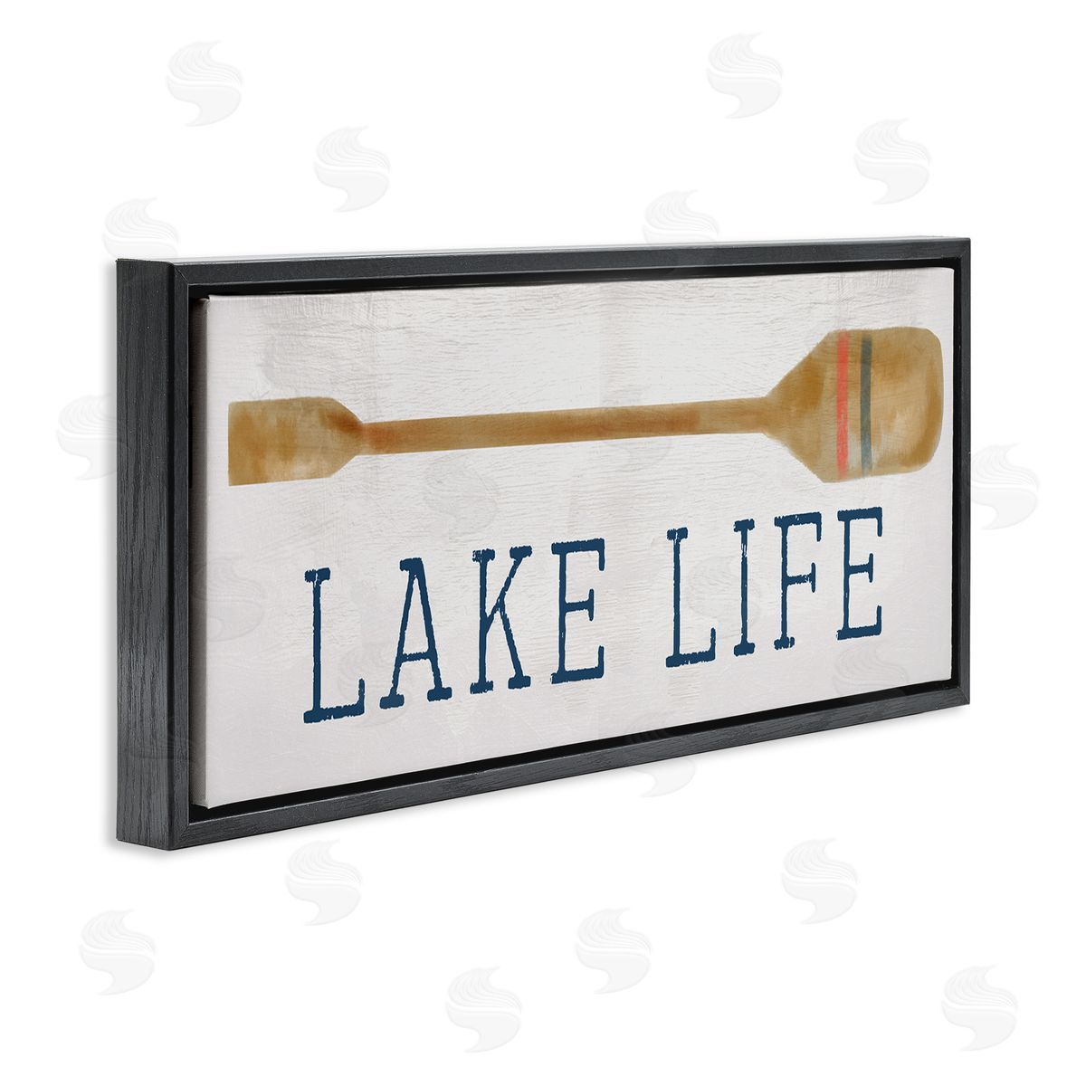 Stupell Studio Lake Life Boating Phrase Black Floating Frame Canvas Wall Art Print