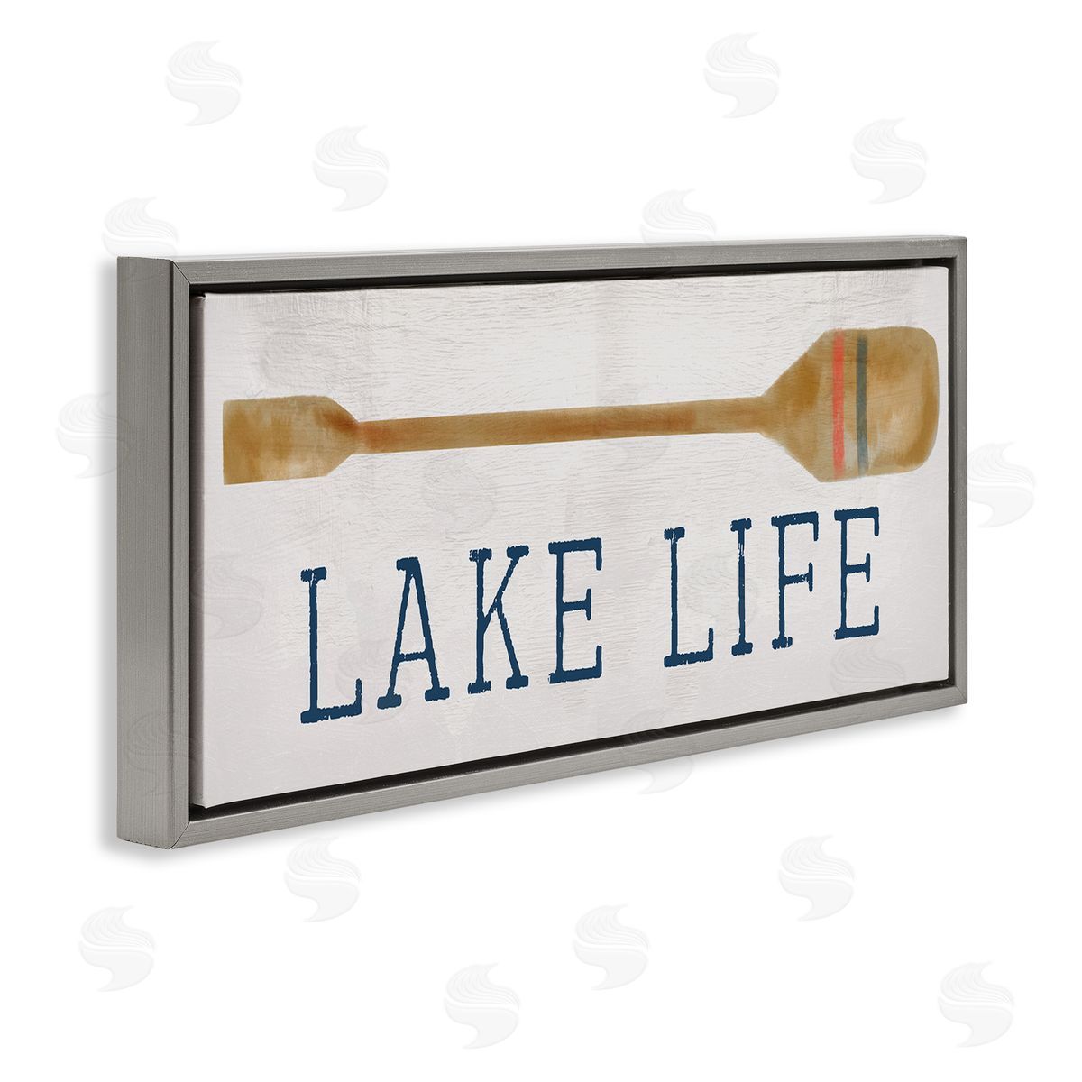 Stupell Studio Lake Life Boating Phrase Gray Floating Frame Canvas Wall Art Print