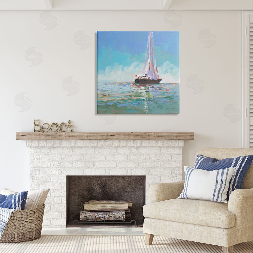Jane Slivka Quiet Sailing Painting Canvas Wall Art in Room