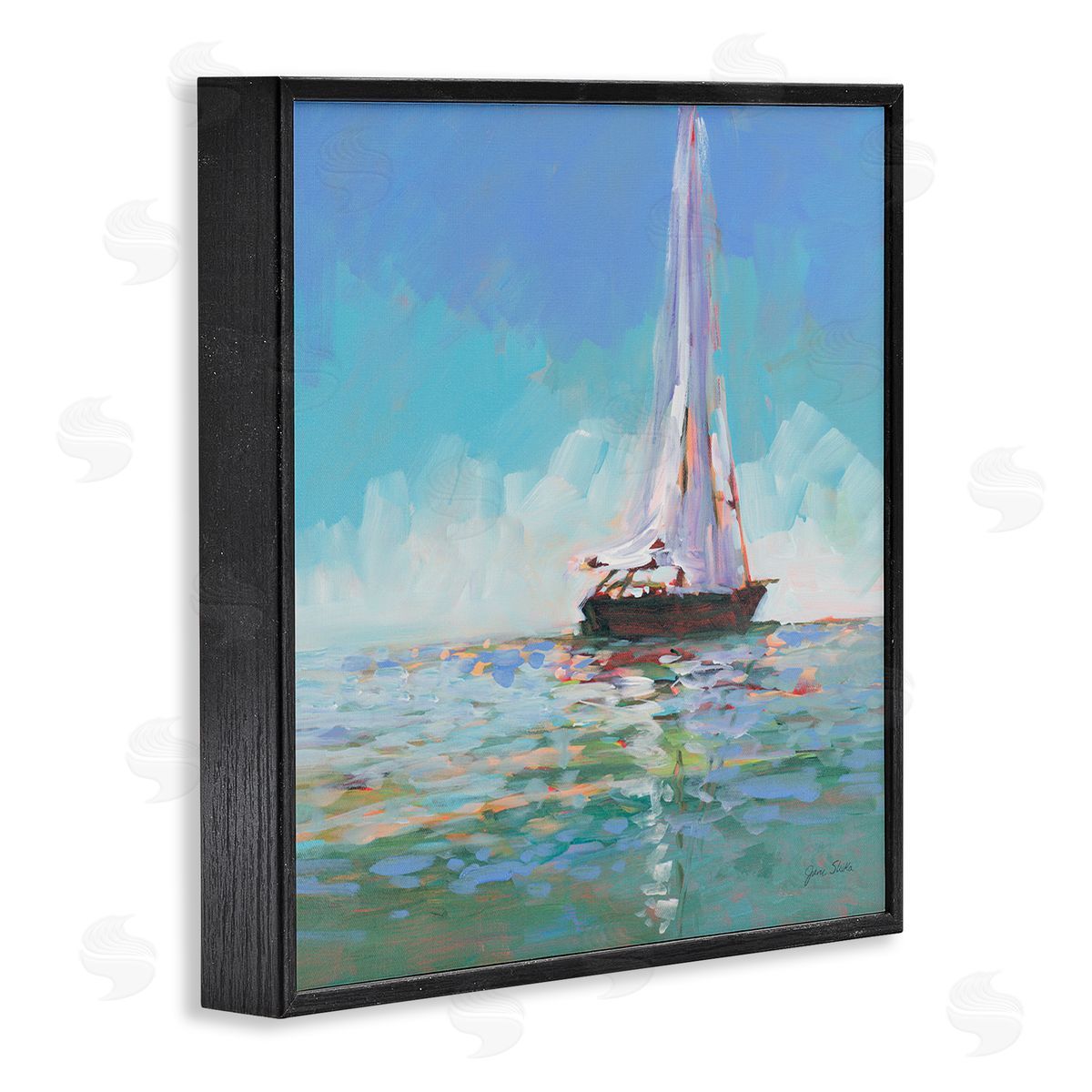 Jane Slivka Quiet Sailing Painting Black Framed Glicee Wall Art Print