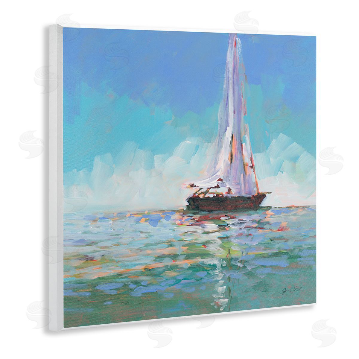 Jane Slivka Quiet Sailing Painting Wooden Wall Plaque Art Print