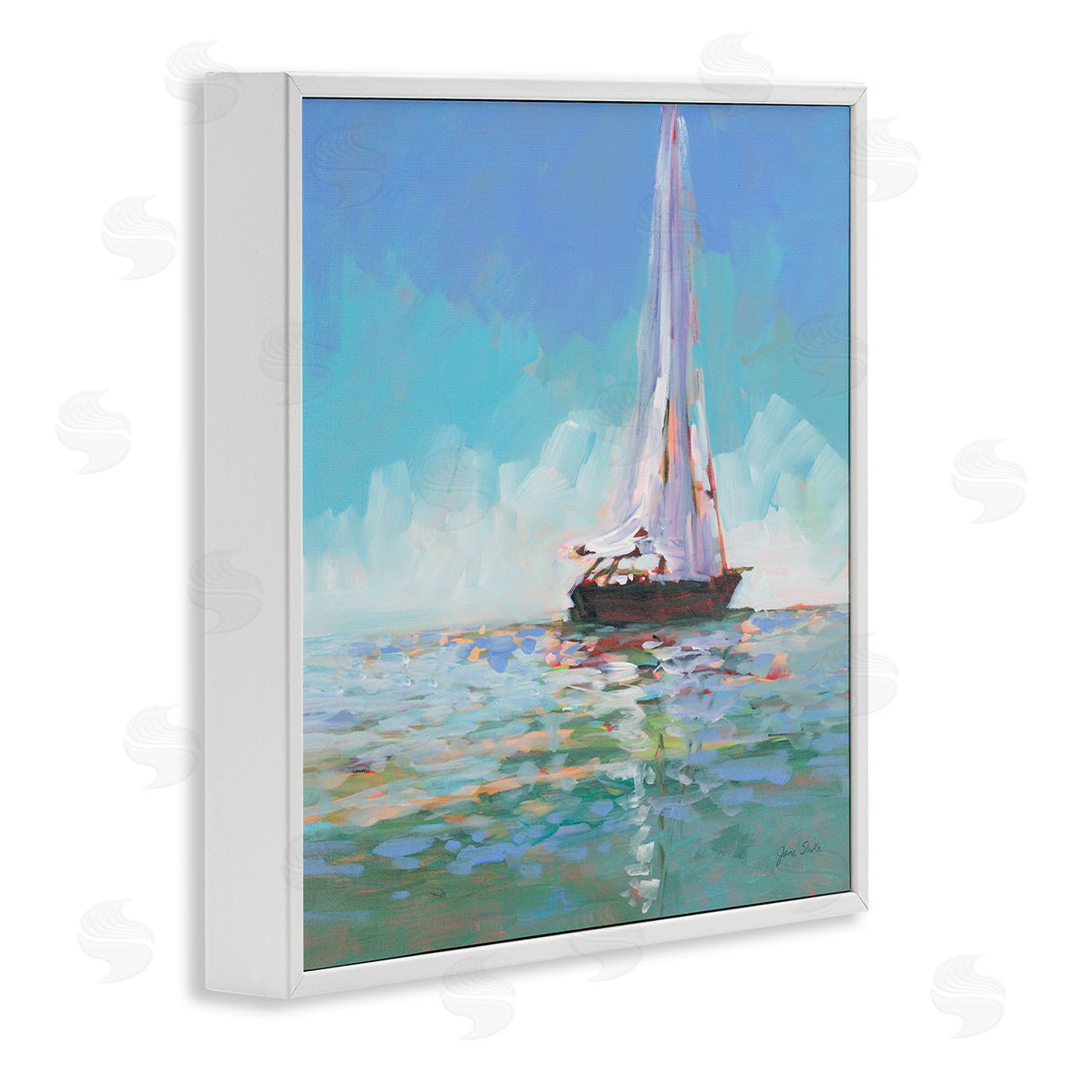 Jane Slivka Quiet Sailing Painting White Framed Glicee Wall Art Print