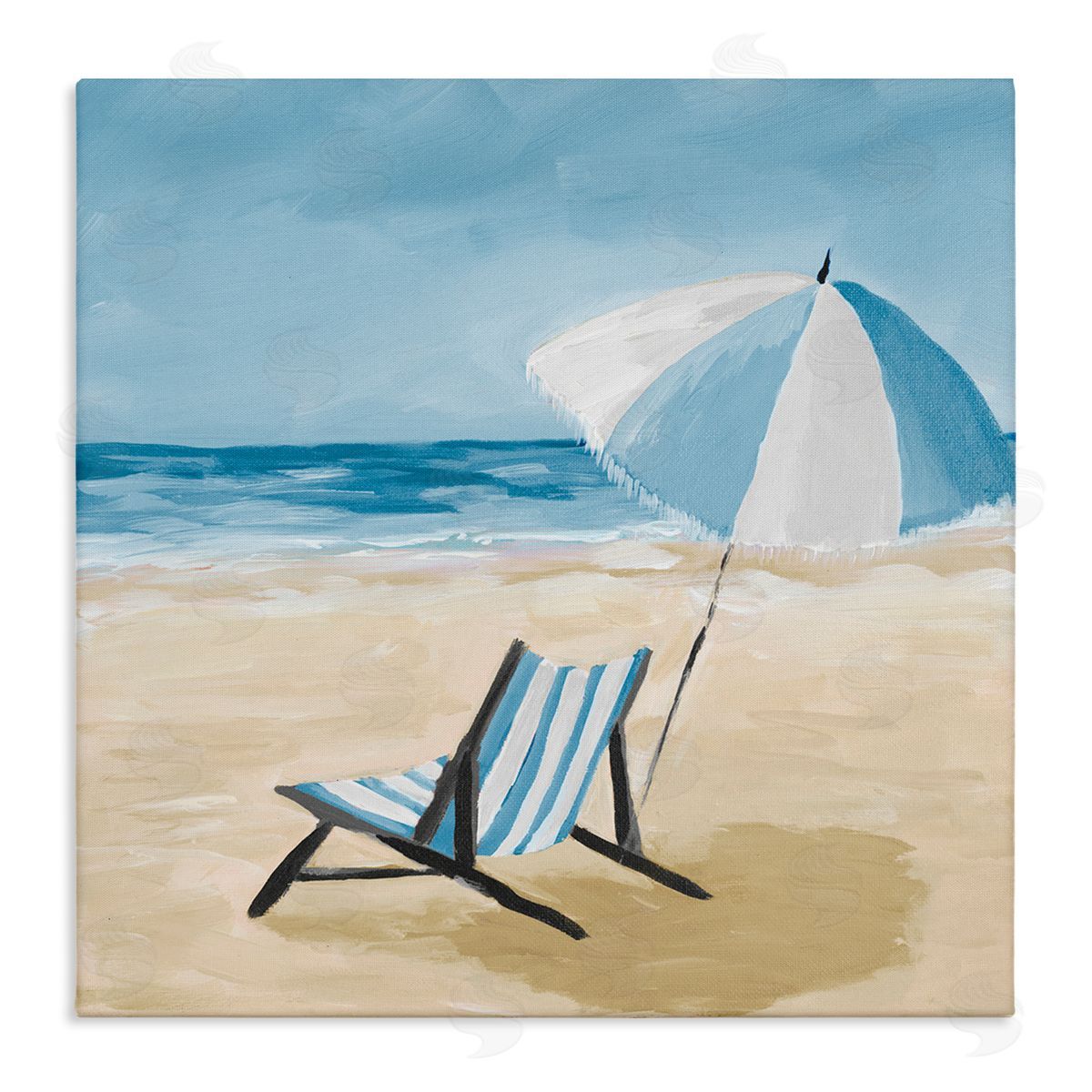 Julie DeRice Blue Beach Chair Painting Stretched Canvas Wall Art Print