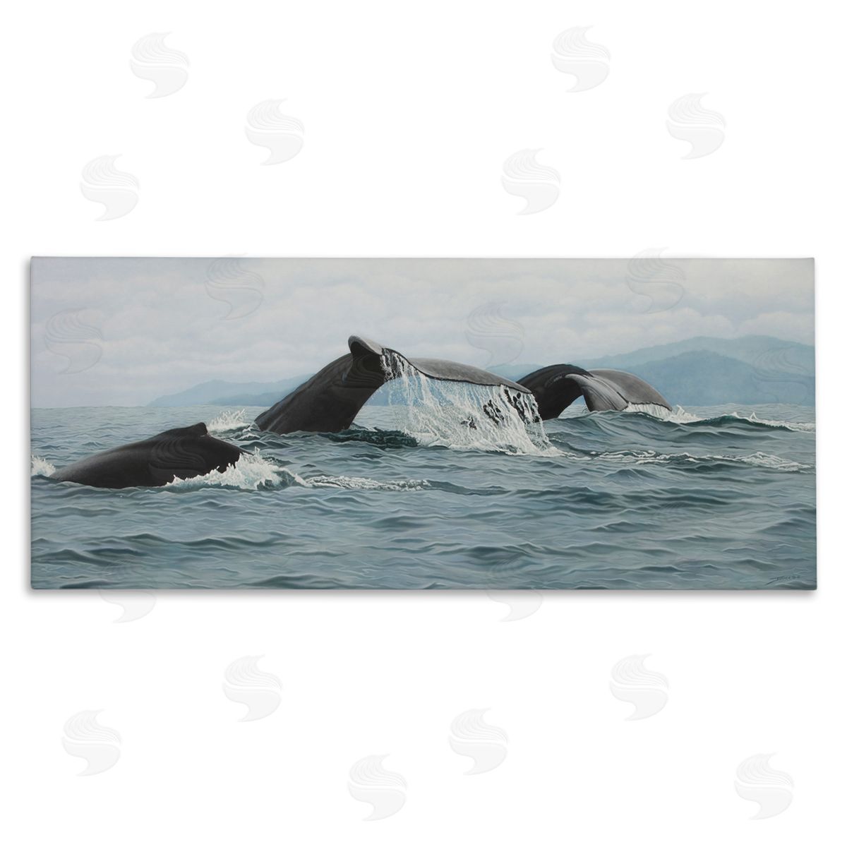 Clinton Jammer Whale Tales Ocean Splash Stretched Canvas Wall Art Print