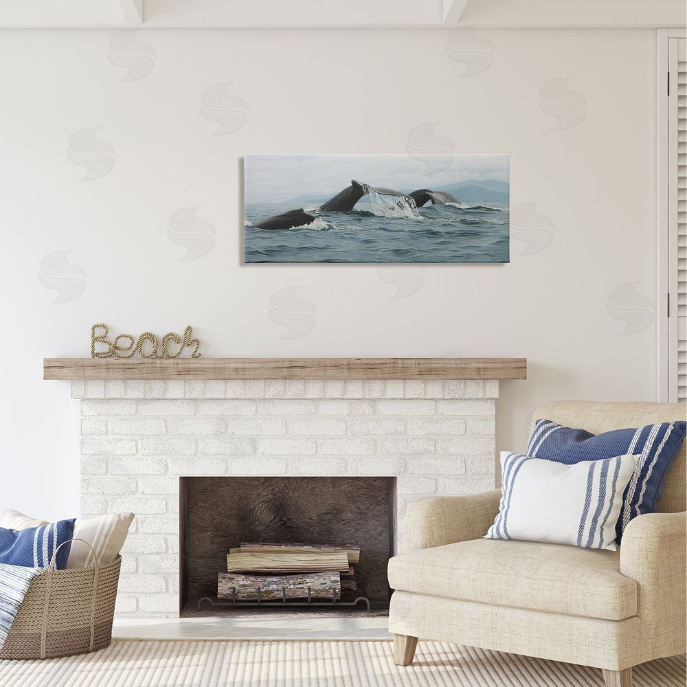 Clinton Jammer Whale Tales Ocean Splash Canvas Wall Art in Room