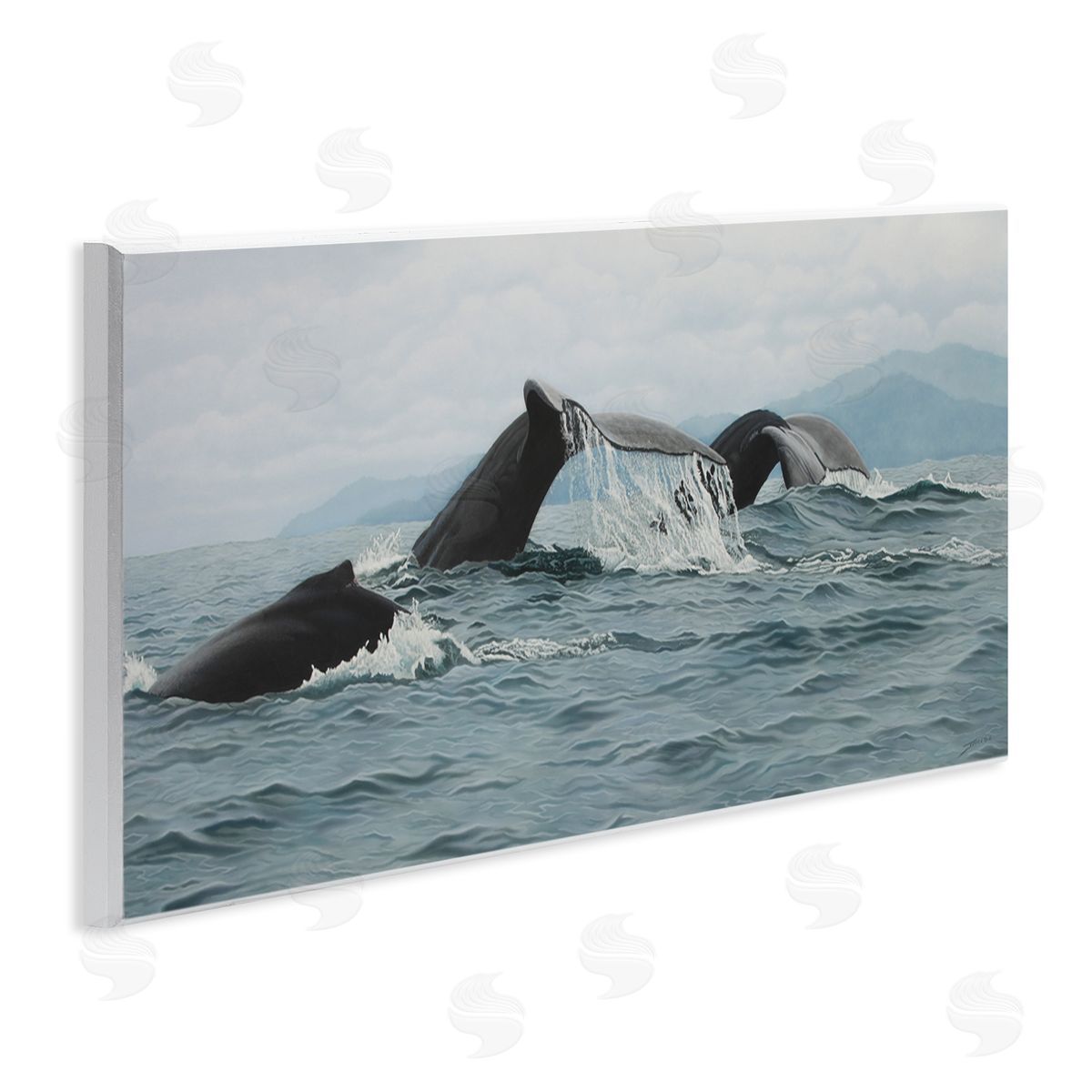 Clinton Jammer Whale Tales Ocean Splash Wooden Wall Plaque Art Print