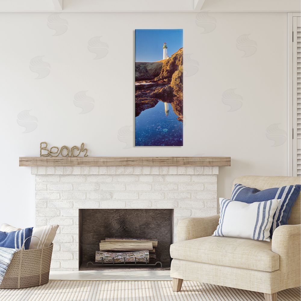 Dennis Frates Lighthouse Water Reflection Canvas Wall Art in Room