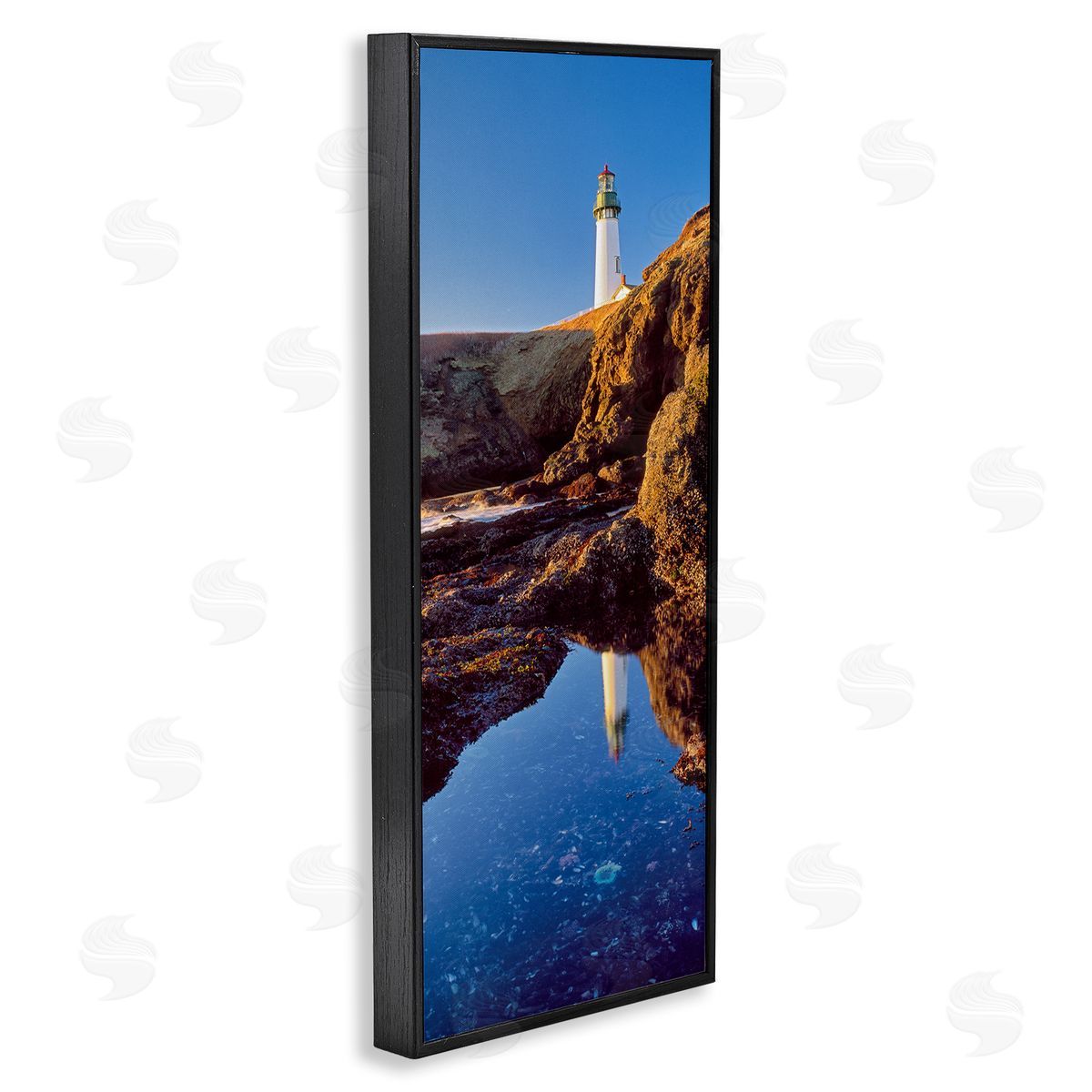 Dennis Frates Lighthouse Water Reflection Black Framed Glicee Wall Art Print