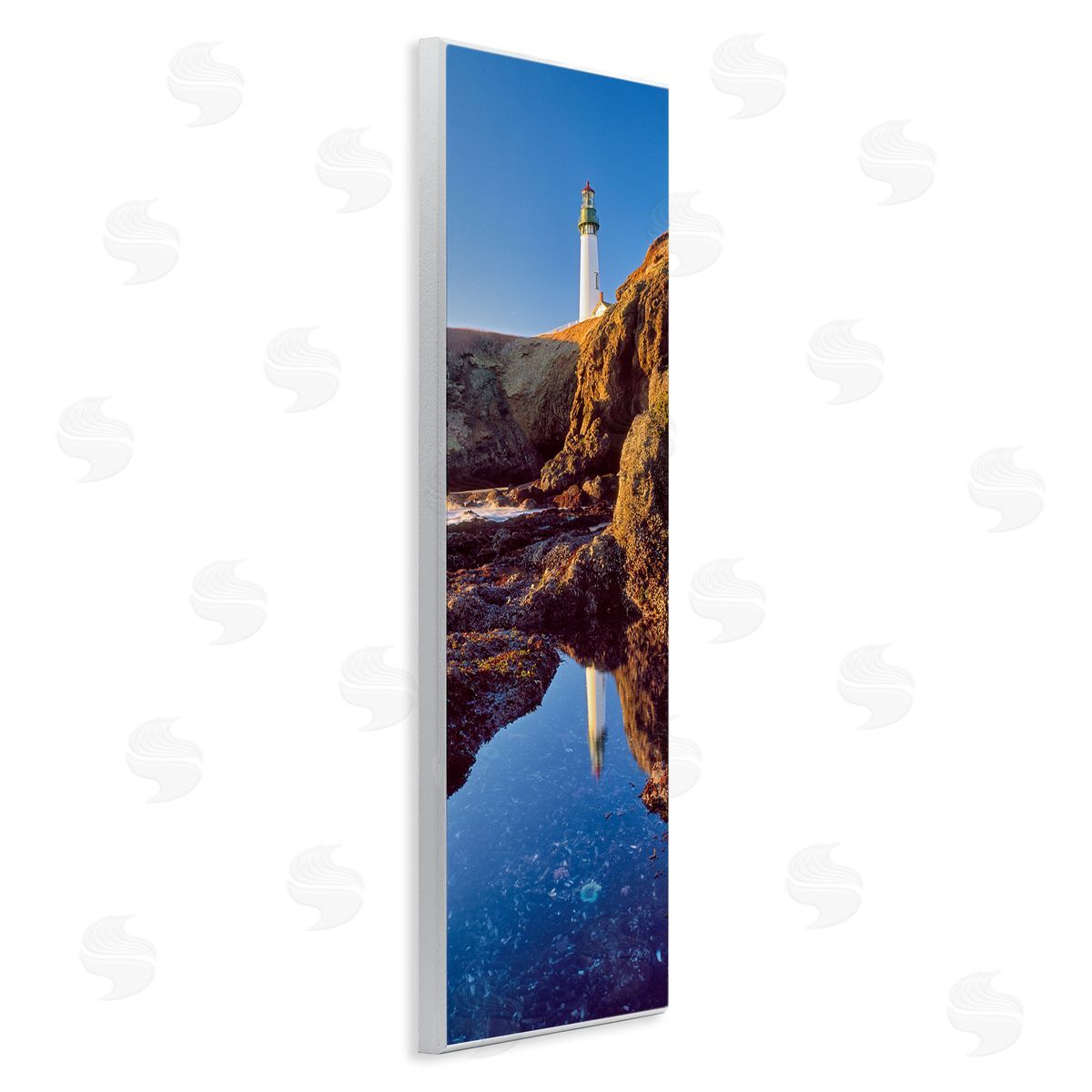 Dennis Frates Lighthouse Water Reflection Wooden Wall Plaque Art Print