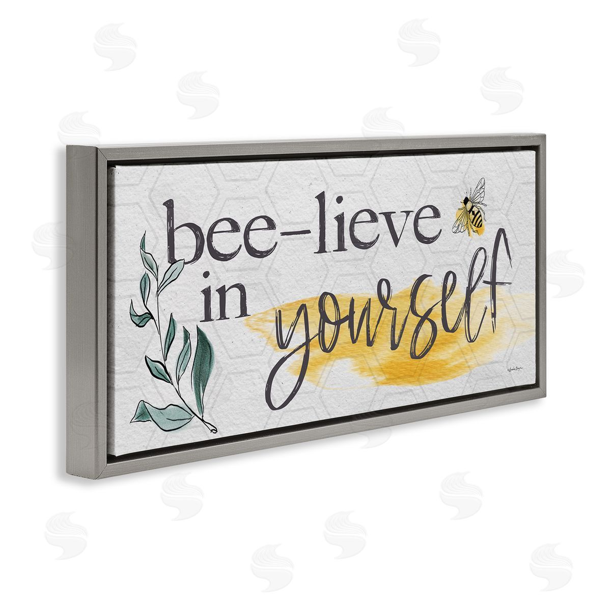 Susie Boyer Bee-Lieve in Yourself Phase Gray Floating Frame Canvas Wall Art Print