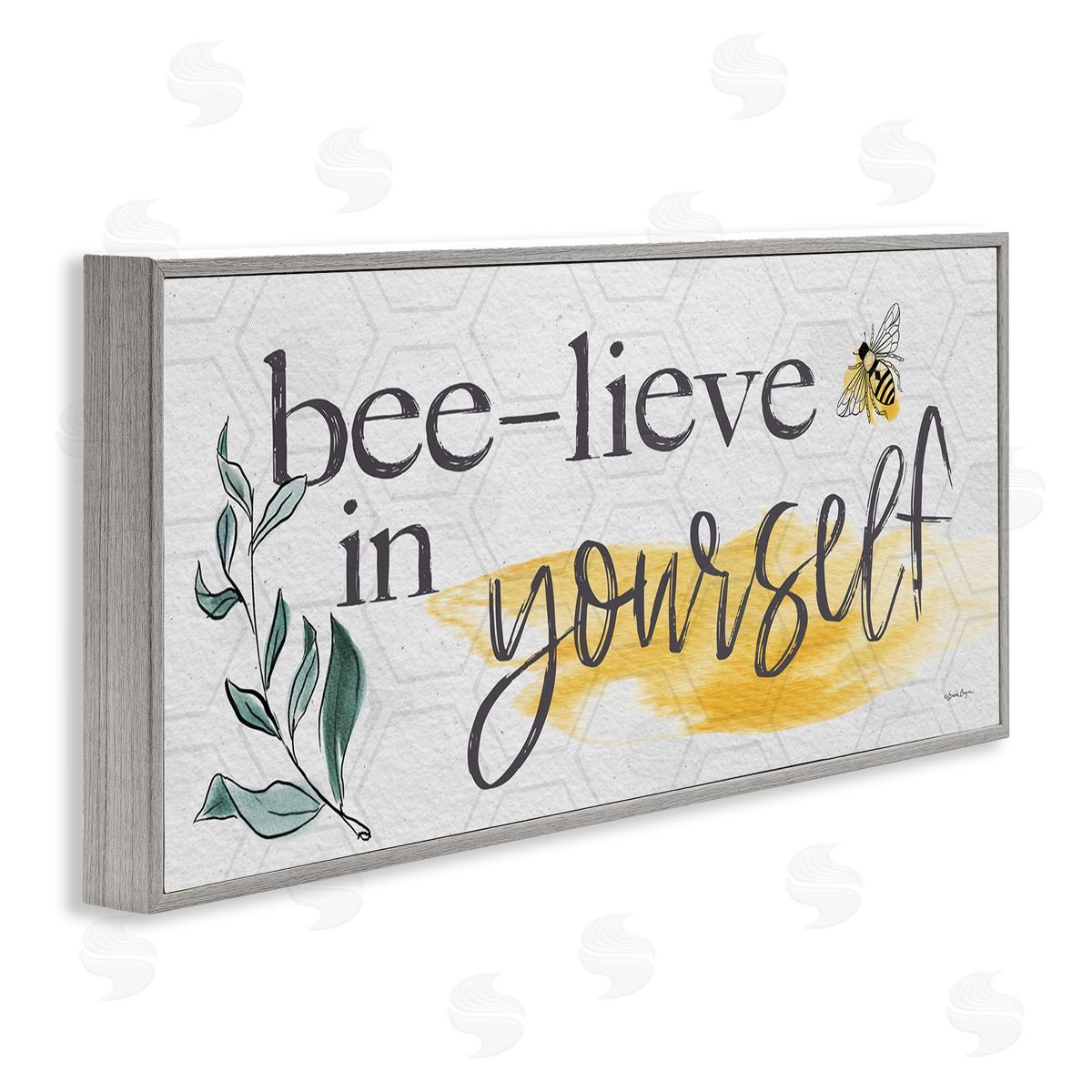 Susie Boyer Bee-Lieve in Yourself Phase Gray Framed Glicee Wall Art Print