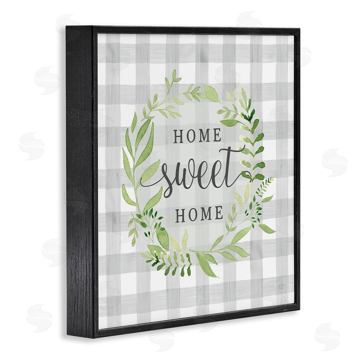 Lux + Me Designs Sweet Home on Grey Gingham Black Framed Glicee Wall Art Print