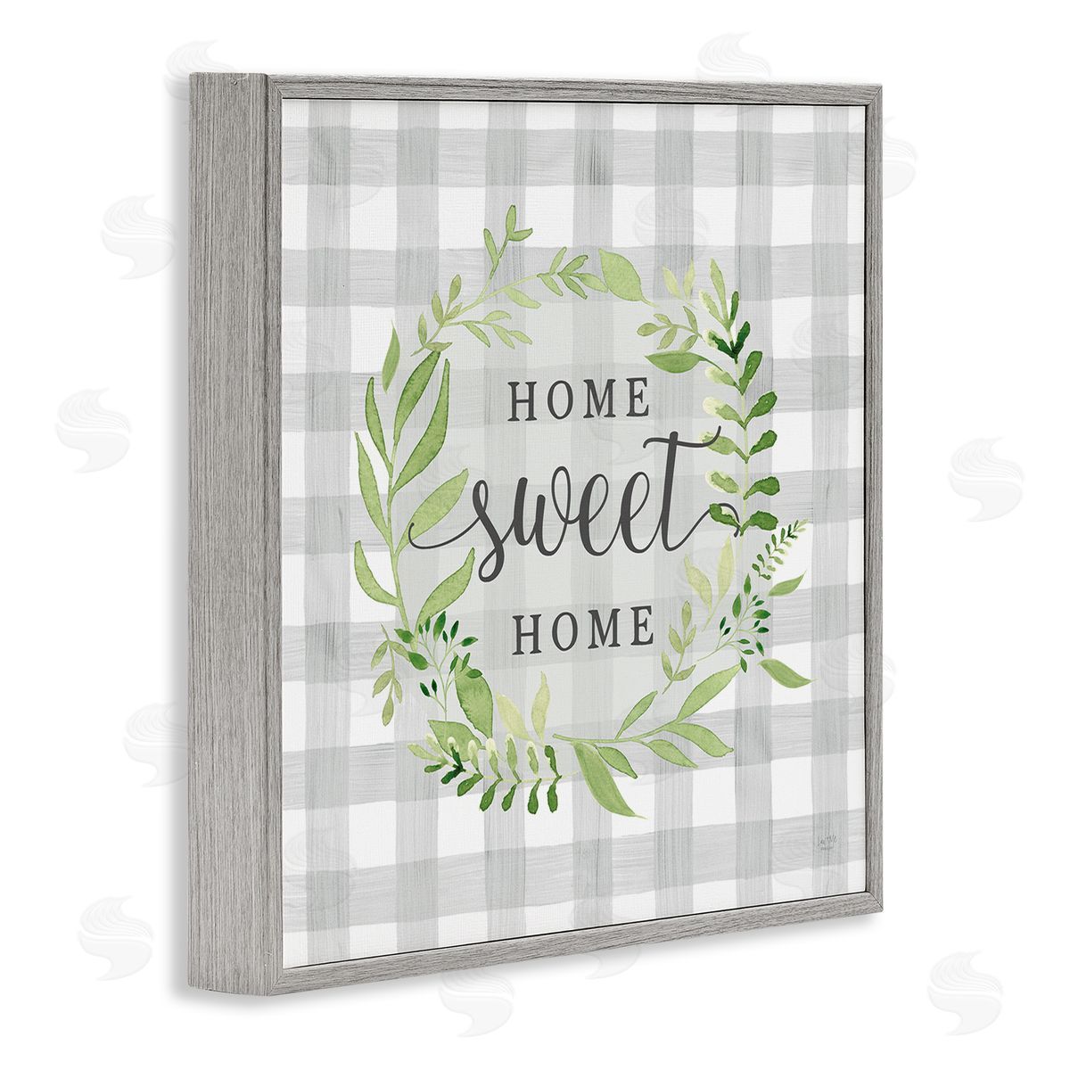 Lux + Me Designs Sweet Home on Grey Gingham Gray Framed Glicee Wall Art Print