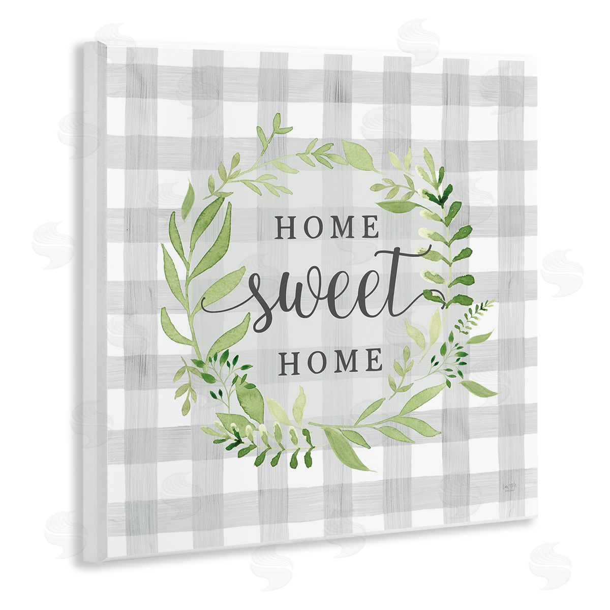Lux + Me Designs Sweet Home on Grey Gingham Wooden Wall Plaque Art Print