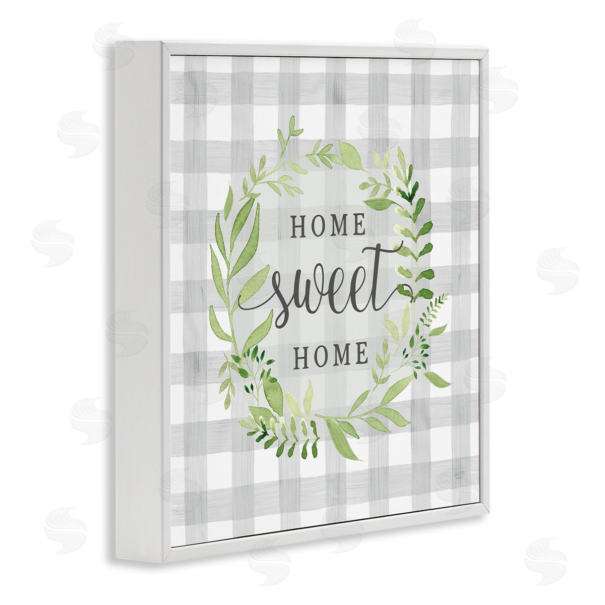 Lux + Me Designs Sweet Home on Grey Gingham White Framed Glicee Wall Art Print