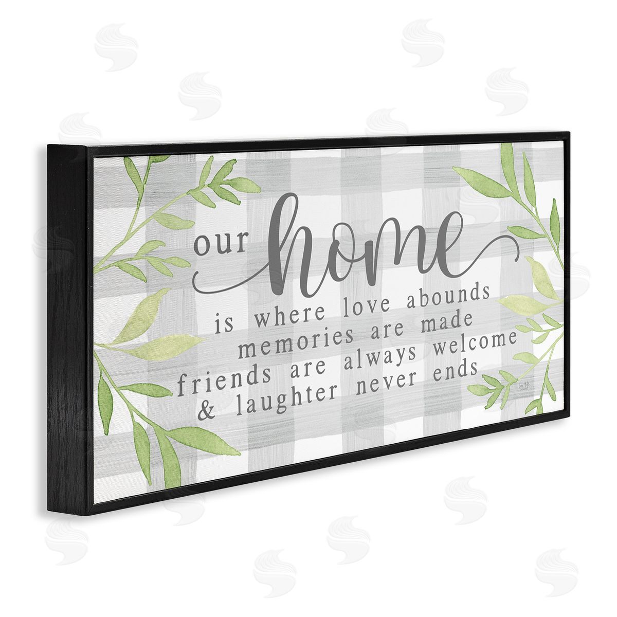 Lux + Me Designs Gingham Our Home Phrase Black Framed Glicee Wall Art Print