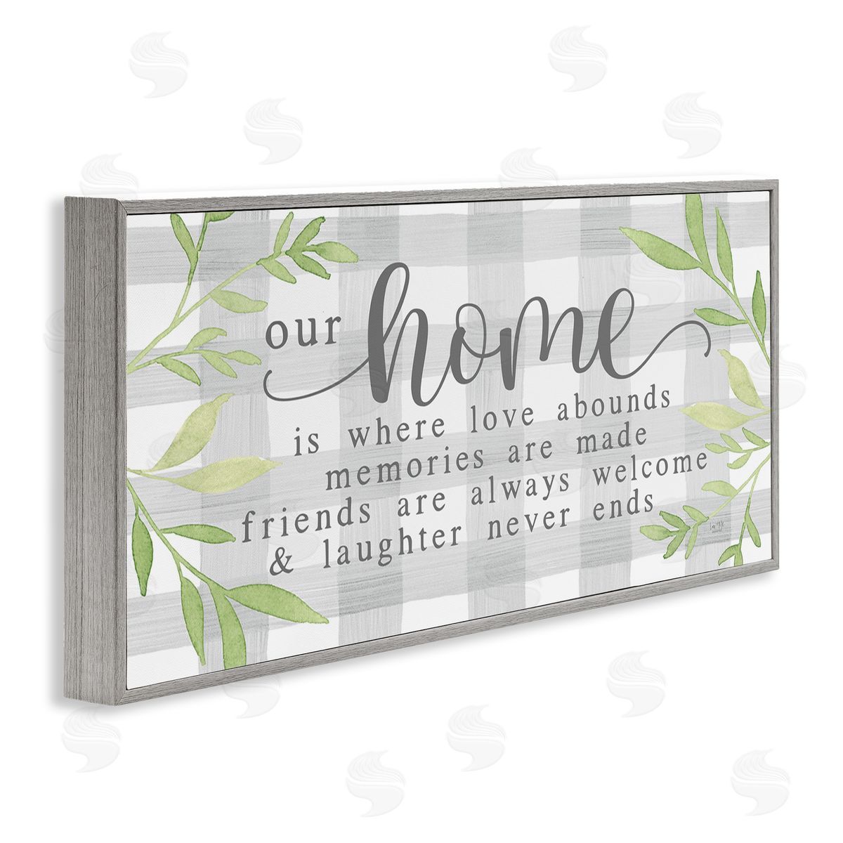Lux + Me Designs Gingham Our Home Phrase Gray Framed Glicee Wall Art Print