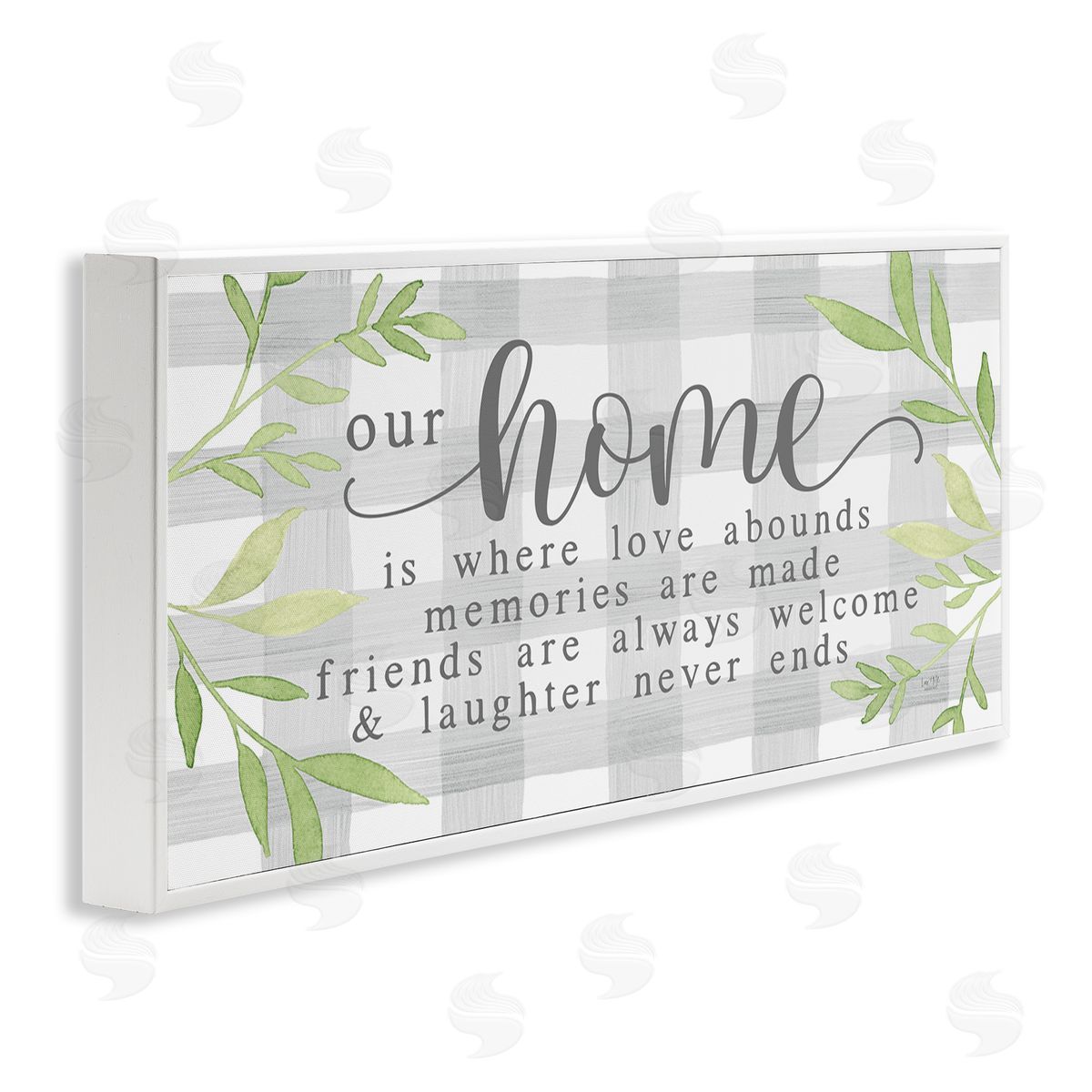 Lux + Me Designs Gingham Our Home Phrase White Framed Glicee Wall Art Print