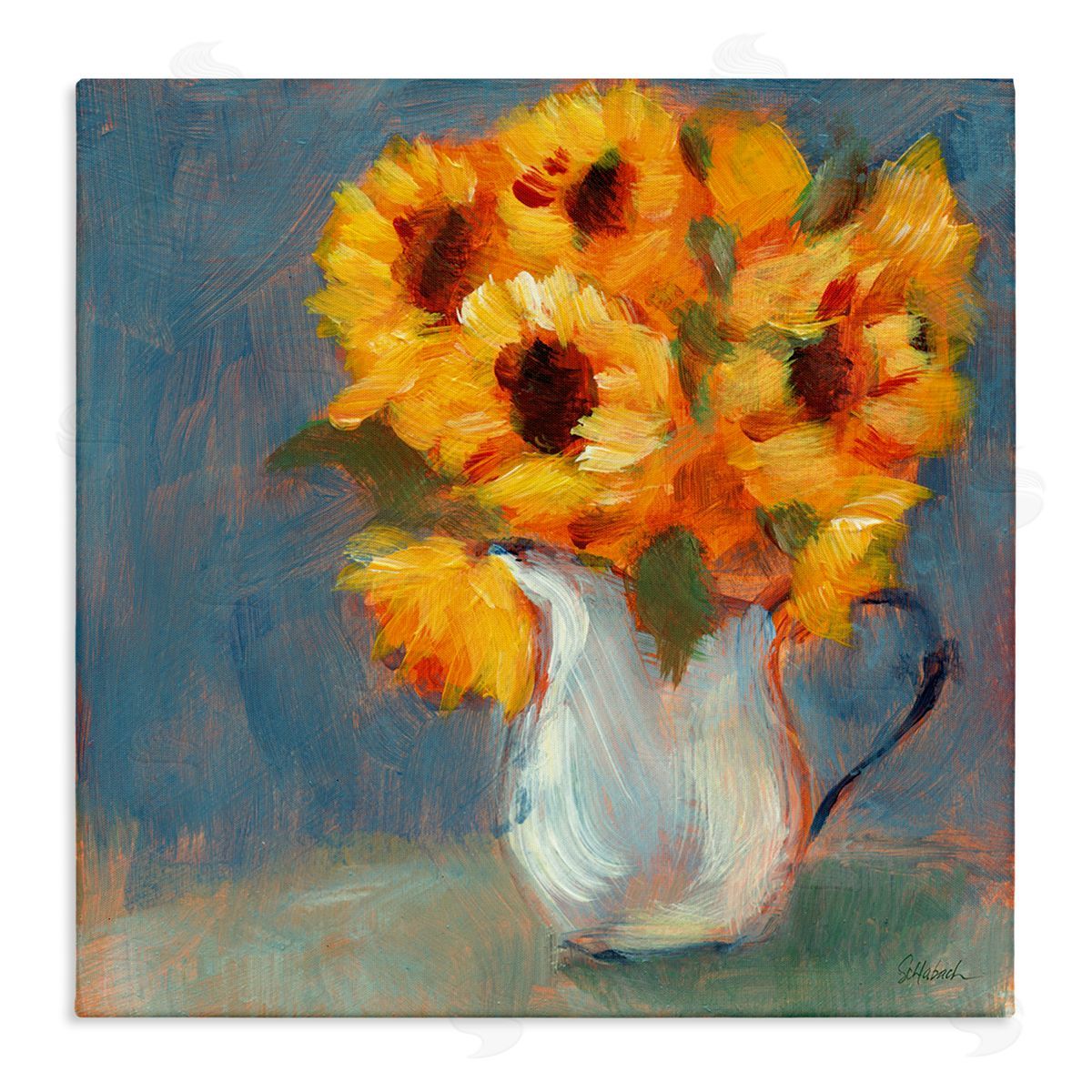 Sue Schlabach Sunflower Vase Painting Stretched Canvas Wall Art Print