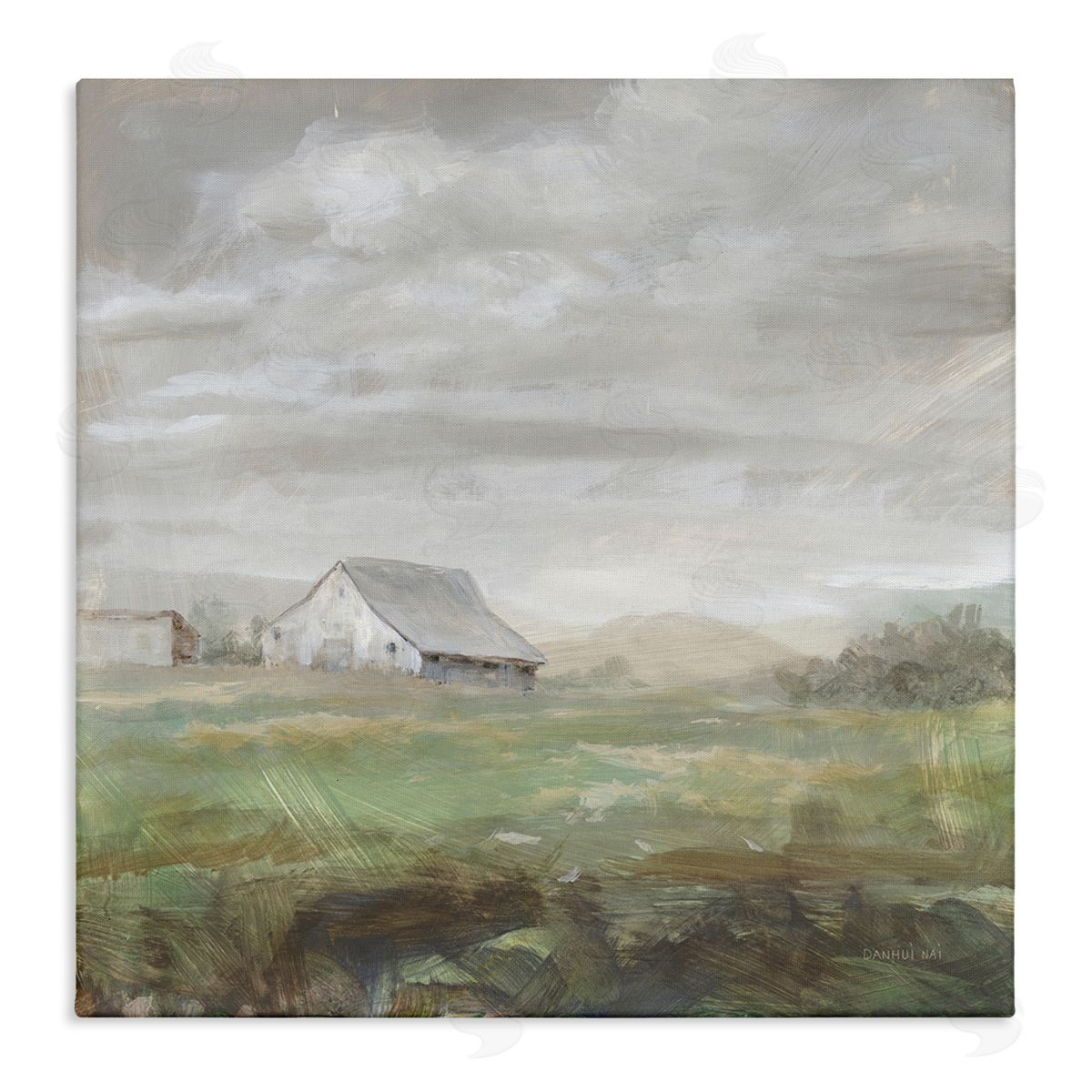 Danhui Nai Grey Farm Landscape Stretched Canvas Wall Art Print