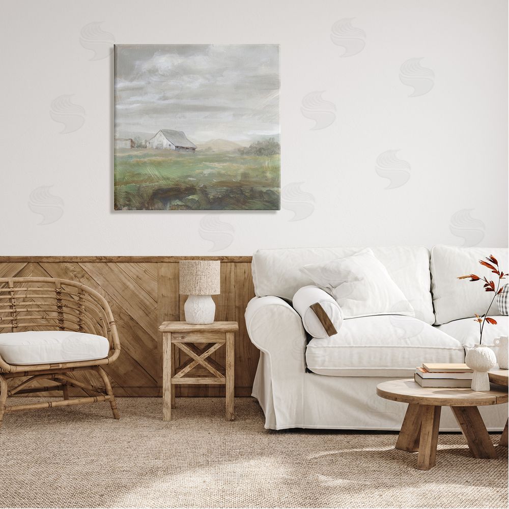 Danhui Nai Grey Farm Landscape Canvas Wall Art in Room
