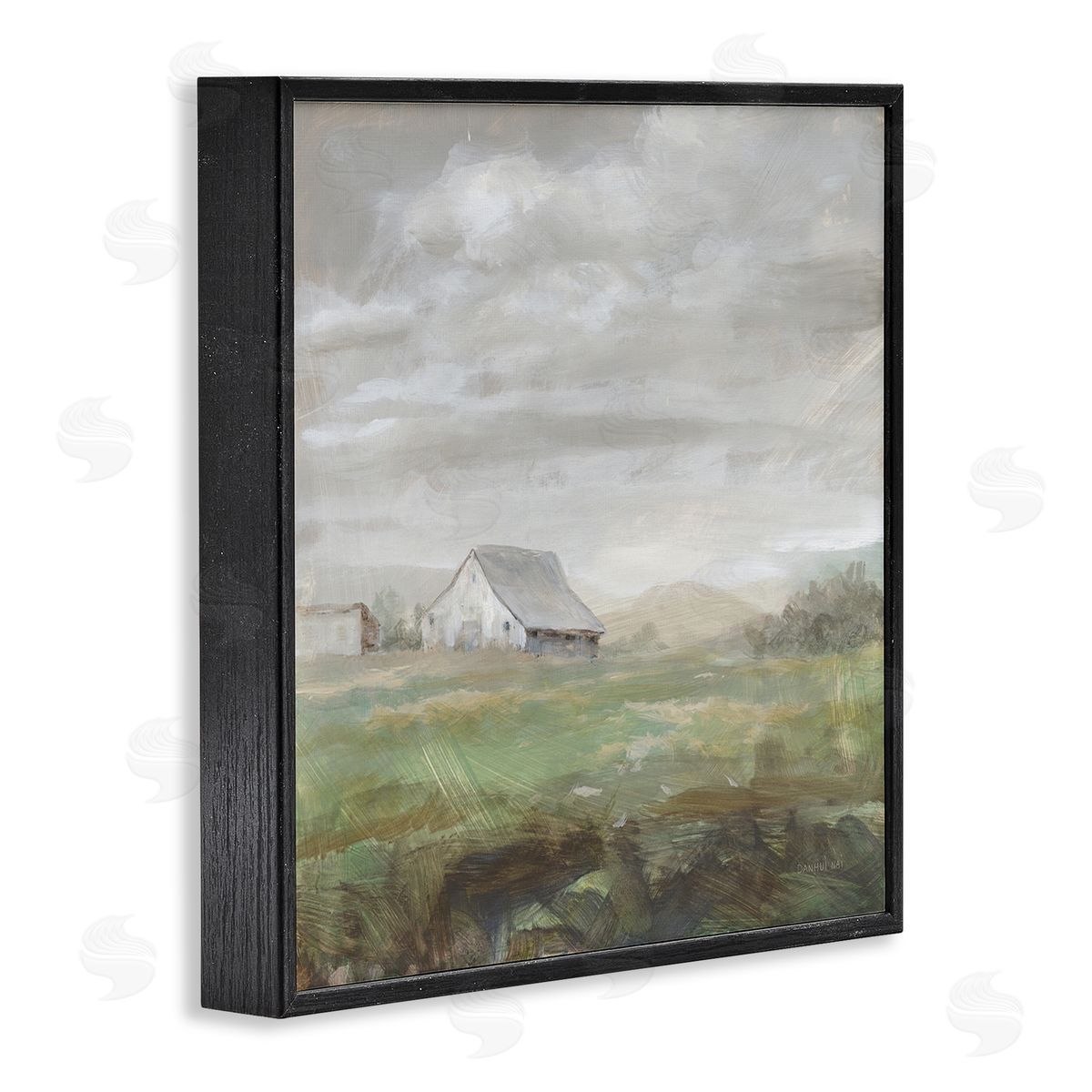 Danhui Nai Grey Farm Landscape Black Framed Glicee Wall Art Print