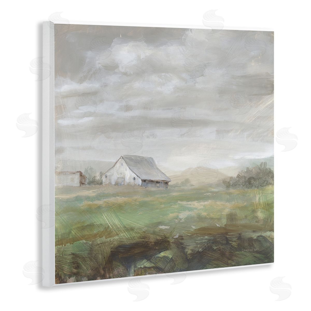 Danhui Nai Grey Farm Landscape Wooden Wall Plaque Art Print