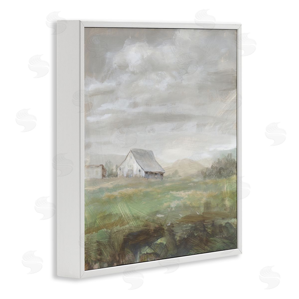 Danhui Nai Grey Farm Landscape White Framed Glicee Wall Art Print