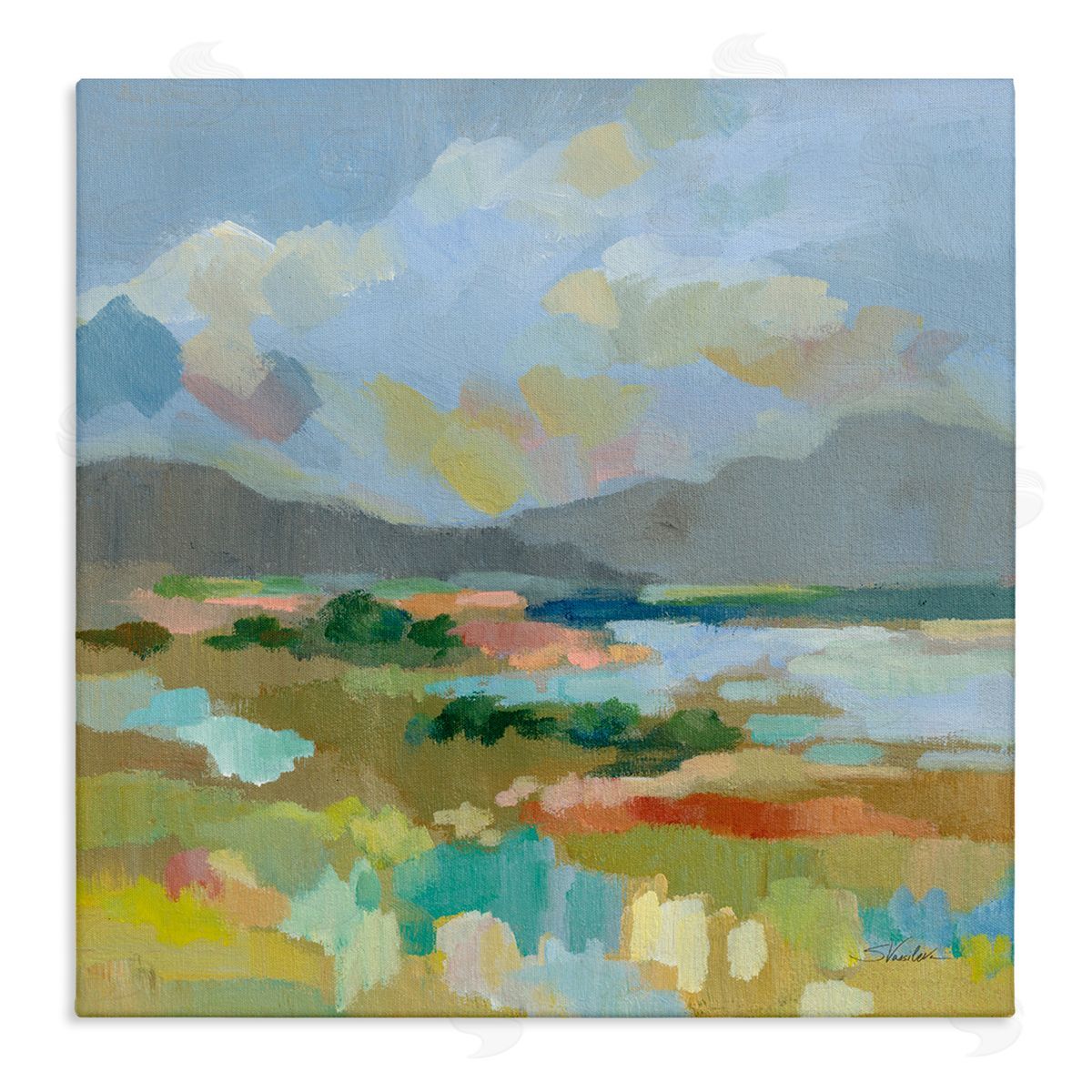 Silvia Vassileva Abstract Meadow Landscape Stretched Canvas Wall Art Print