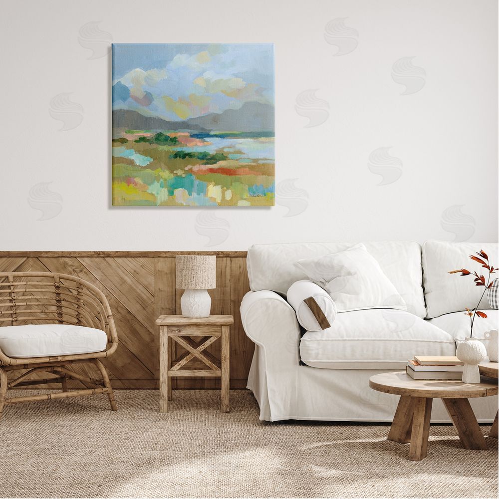 Silvia Vassileva Abstract Meadow Landscape Canvas Wall Art in Room