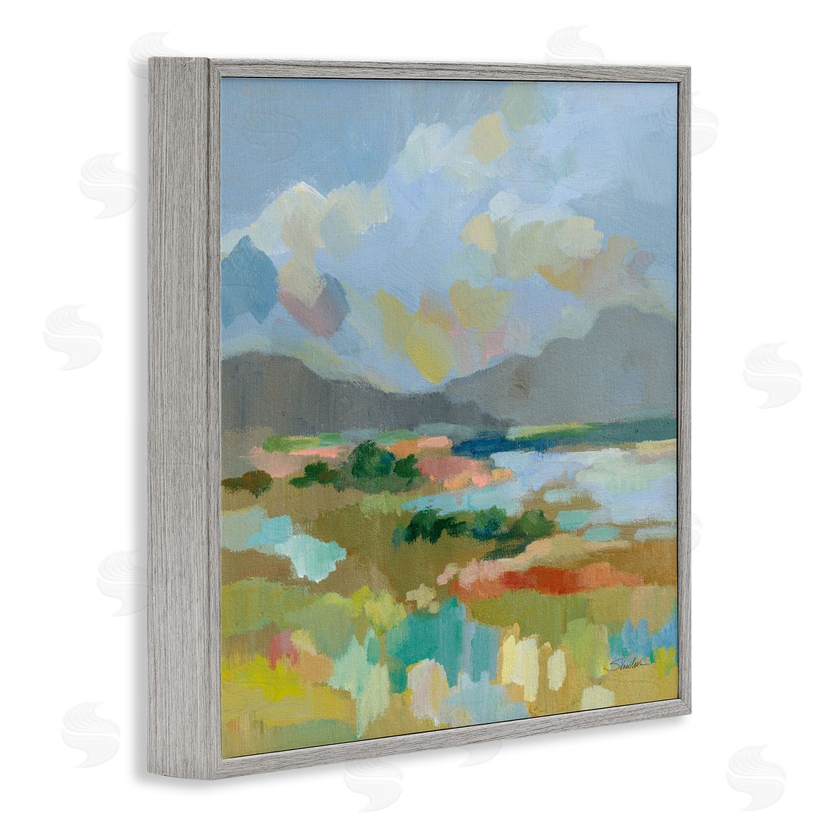 Silvia Vassileva Abstract Meadow Landscape Gray Framed Glicee Wall Art Print